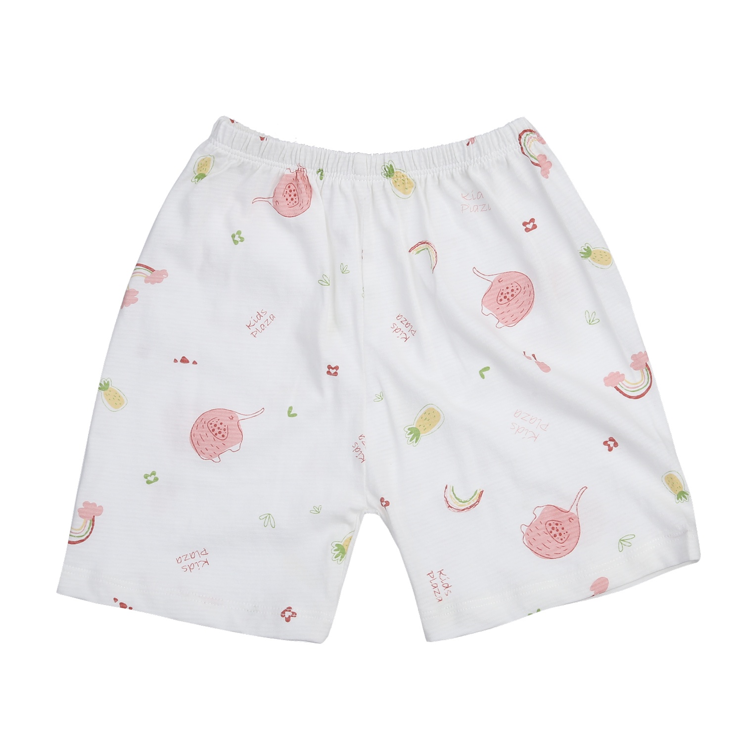 Bộ cộc tay bé gái KidsPlaza kẻ in voi M24H (Trắng)