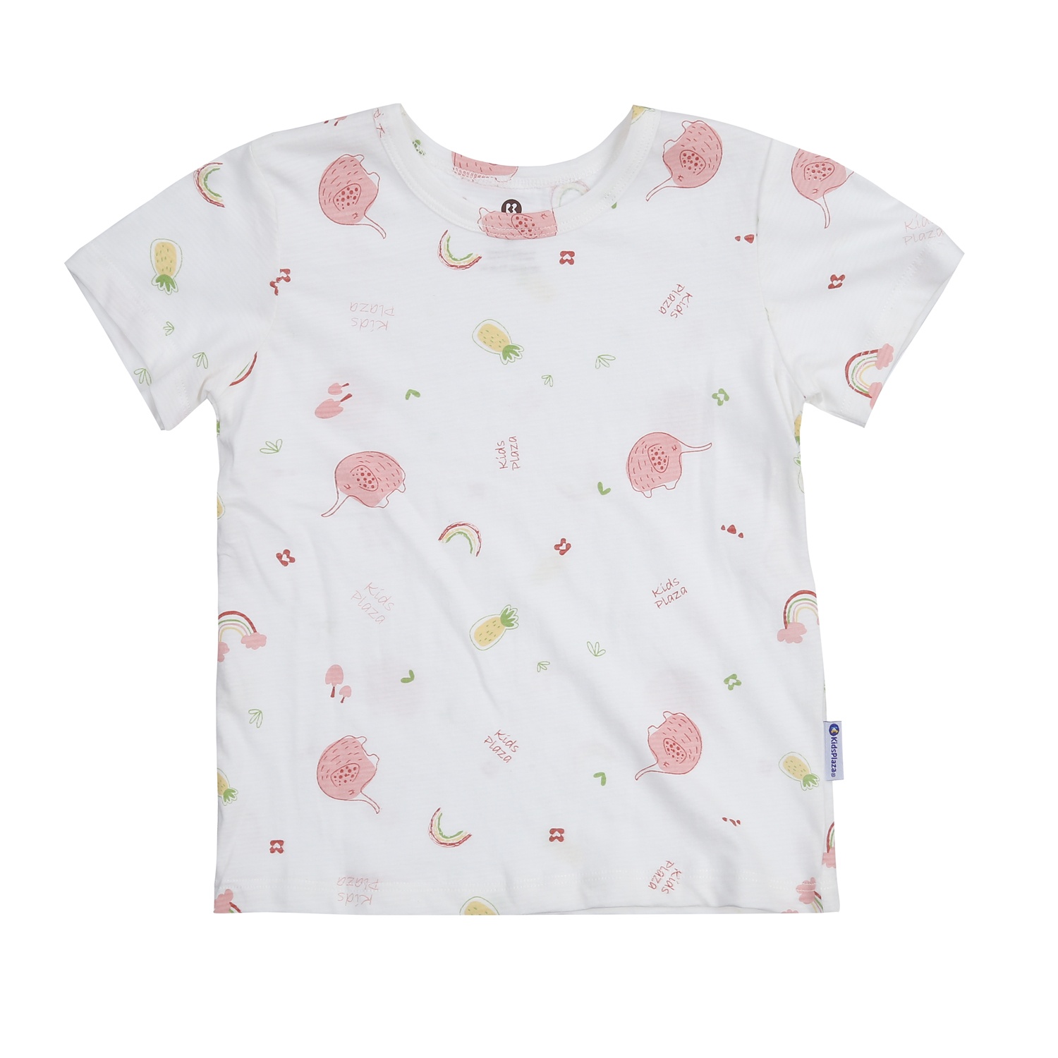 Bộ cộc tay bé gái KidsPlaza kẻ in voi M24H (Trắng)