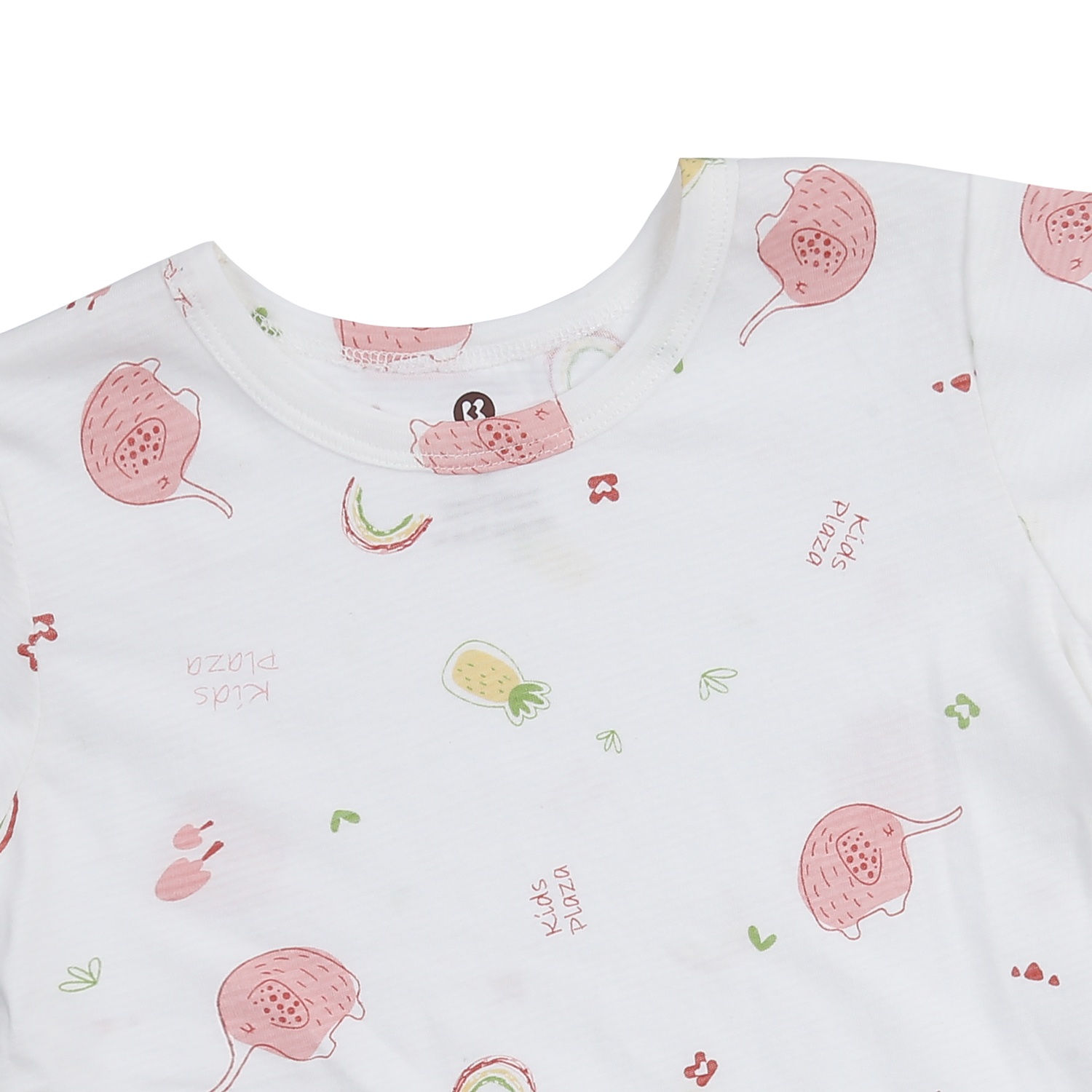 Bộ cộc tay bé gái KidsPlaza kẻ in voi M24H (Trắng)