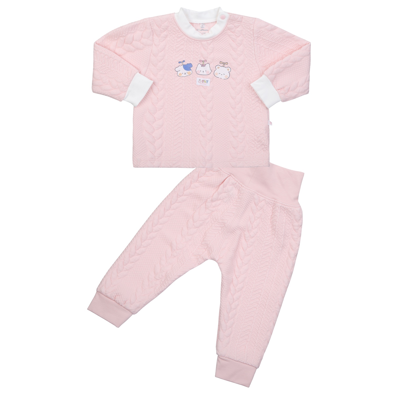 Bộ nỉ bông cài vai KidsPlaza HN24D (Hồng) hình 1