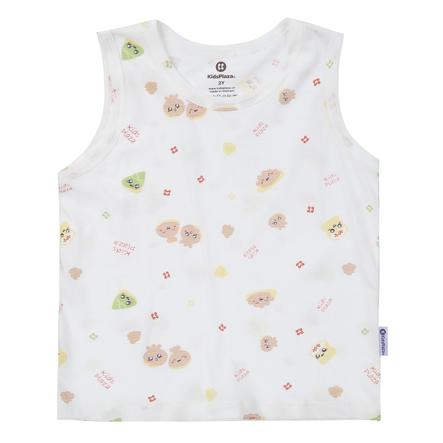 Bộ quần áo ba lỗ bé gái KidsPlaza in quả M24H (Trắng)