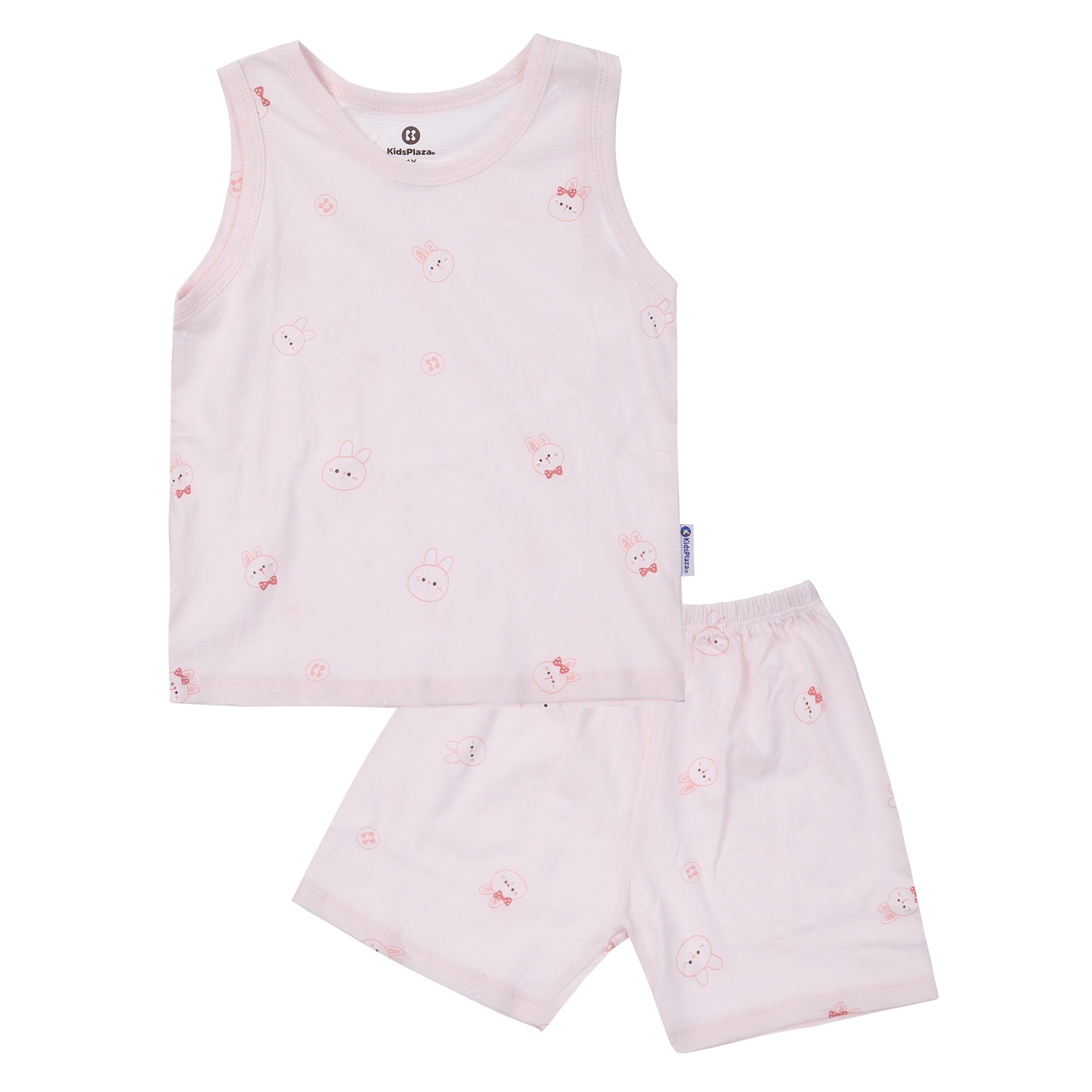 Bộ quần áo ba lỗ bé gái KidsPlaza in thỏ M24H (Hồng)
