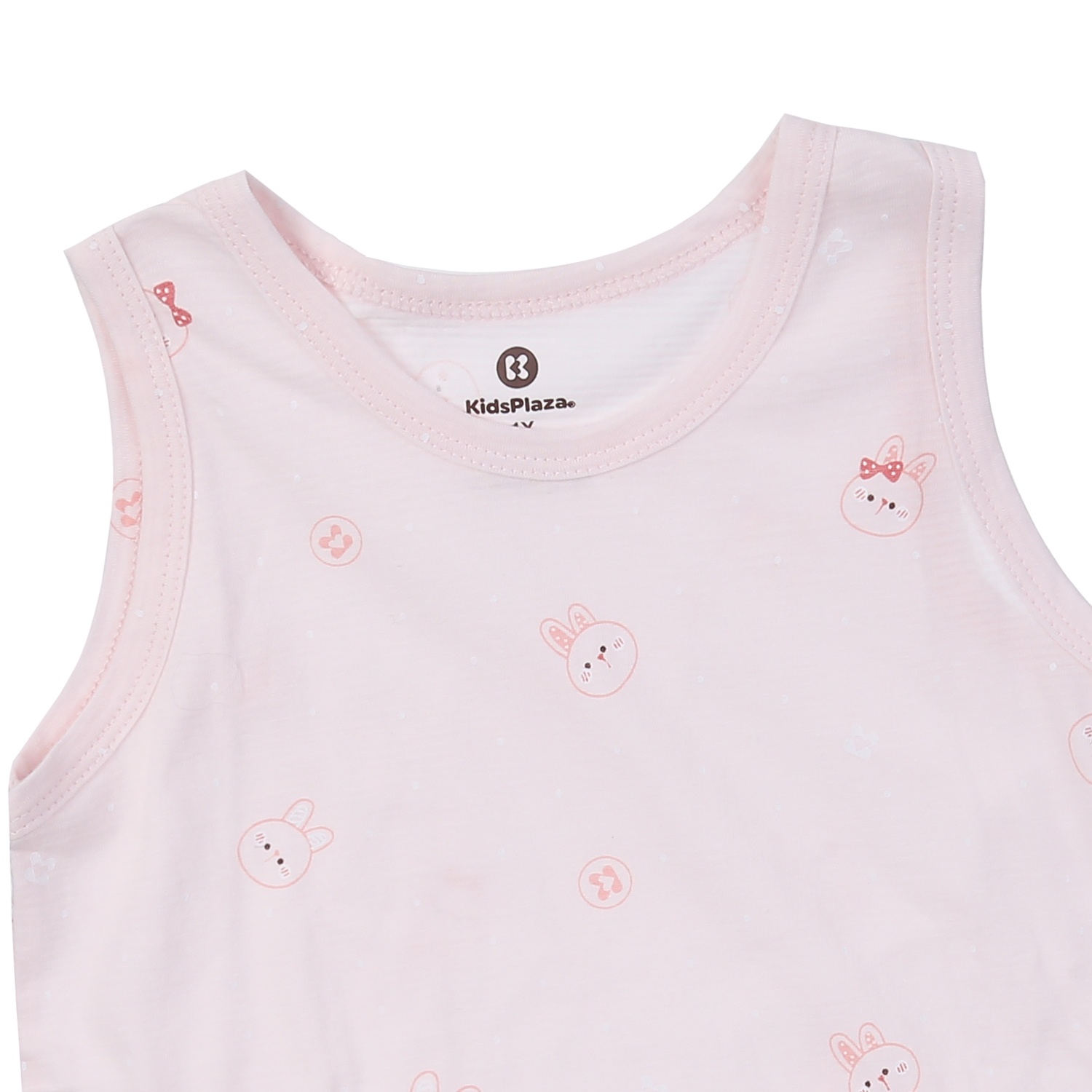 Bộ quần áo ba lỗ bé gái KidsPlaza in thỏ M24H (Hồng)