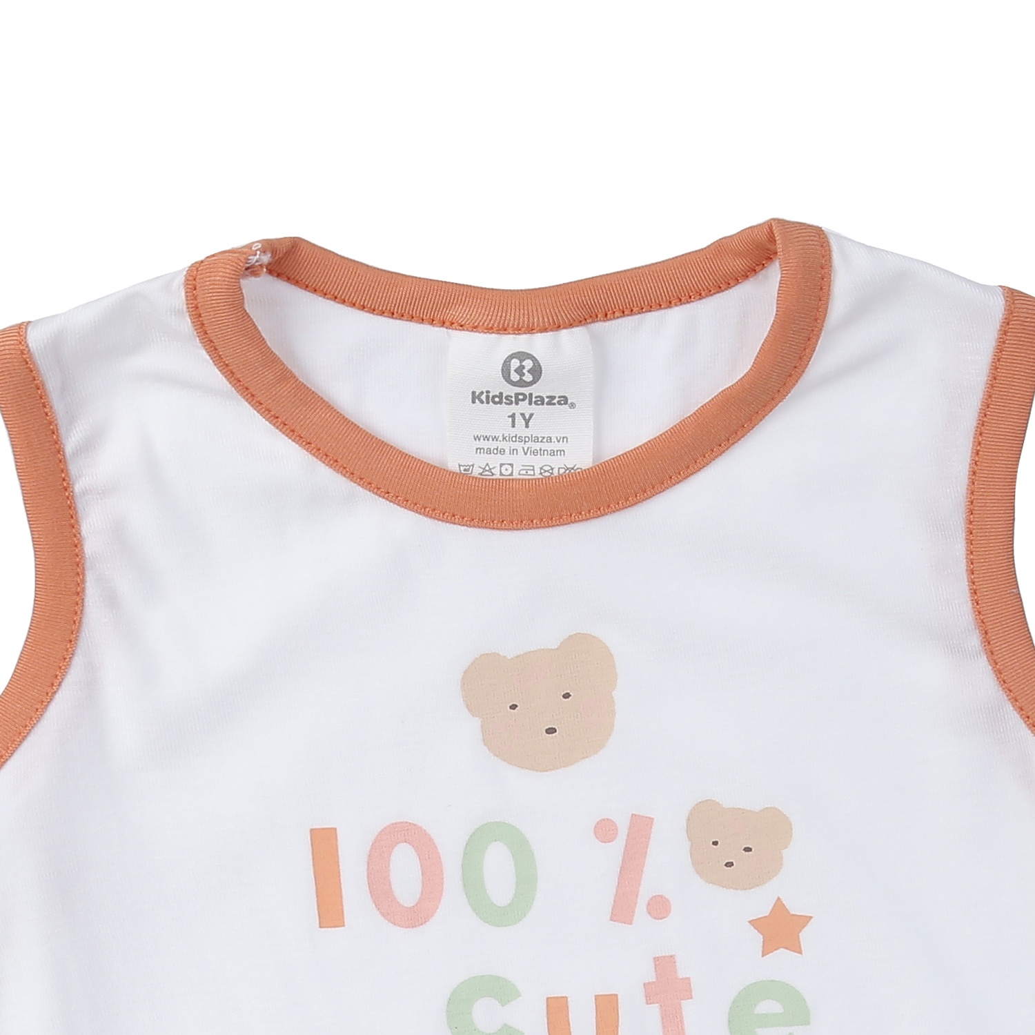 Bộ quần áo ba lỗ bé gái KidsPlaza Otis ND24H (Trắng hồng cam)