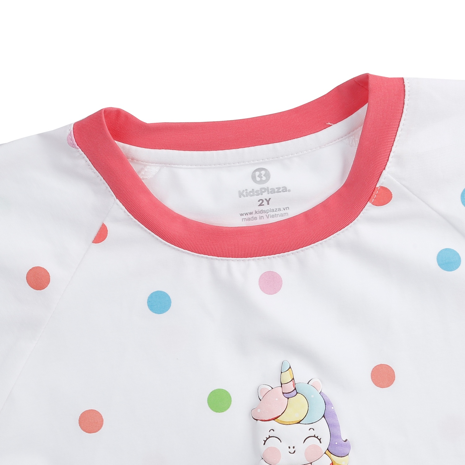 Bộ quần áo bé gái cộc tay KidsPlaza chấm bi TT24H (Trắng hồng)