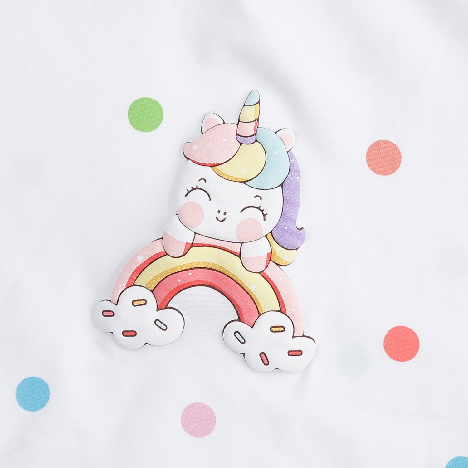 Bộ quần áo bé gái cộc tay KidsPlaza chấm bi TT24H (Trắng hồng)