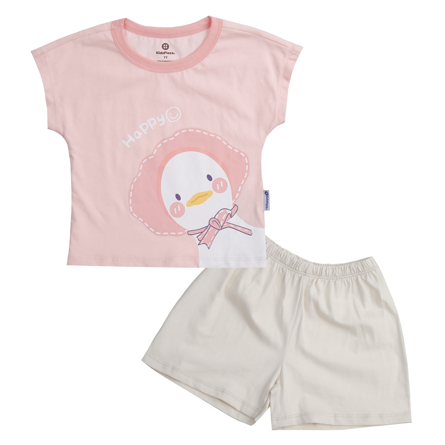 Bộ quần áo cho bé gái KidsPlaza in hình vịt happy (Hồng) M24H
