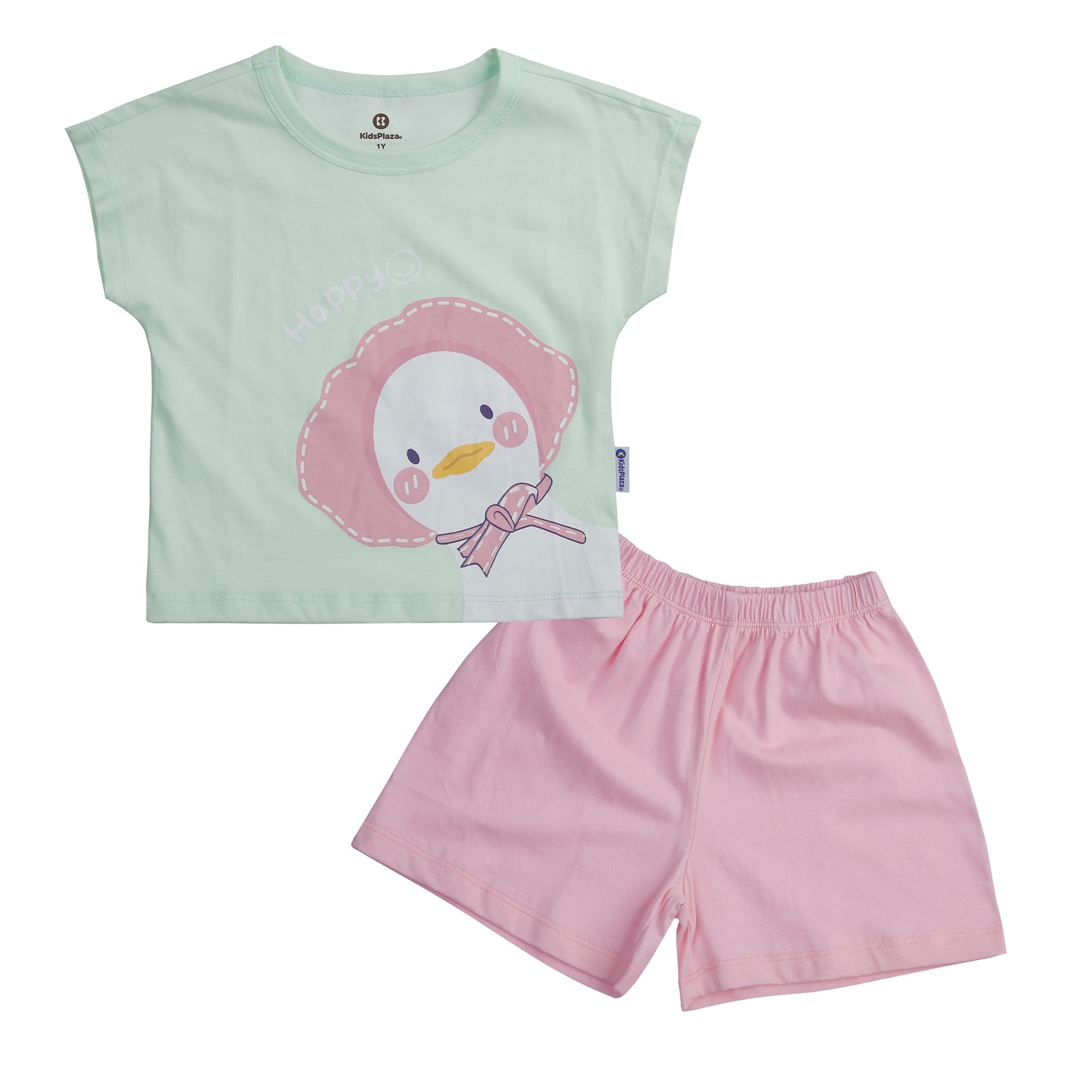 Bộ quần áo cộc tay bé trai KidsPlaza kẻ phối in khung long M24H (Trắng)