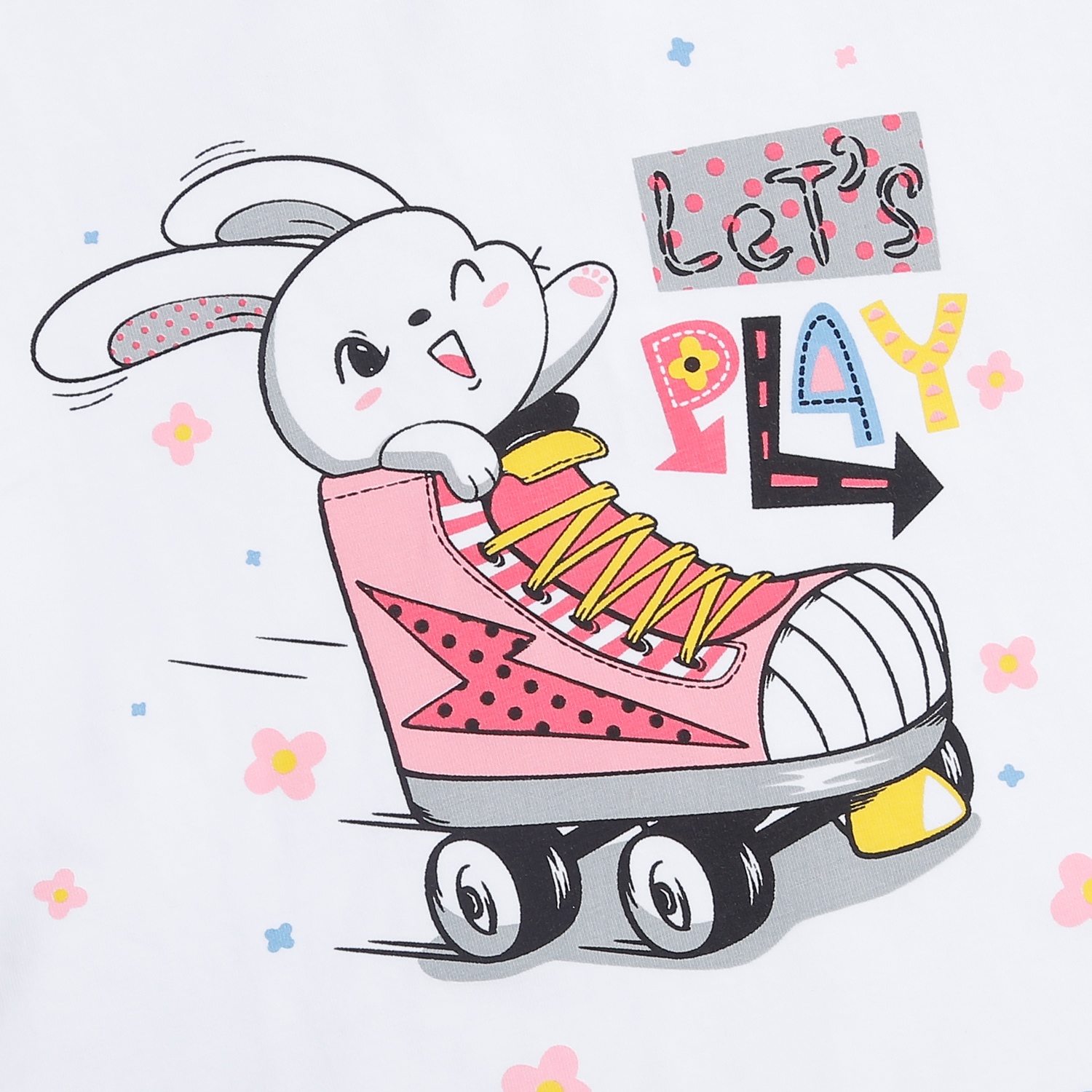 Bộ quần áo cộc tay bé gái KidsPlaza in thỏ TT24H (Trắng hồng)