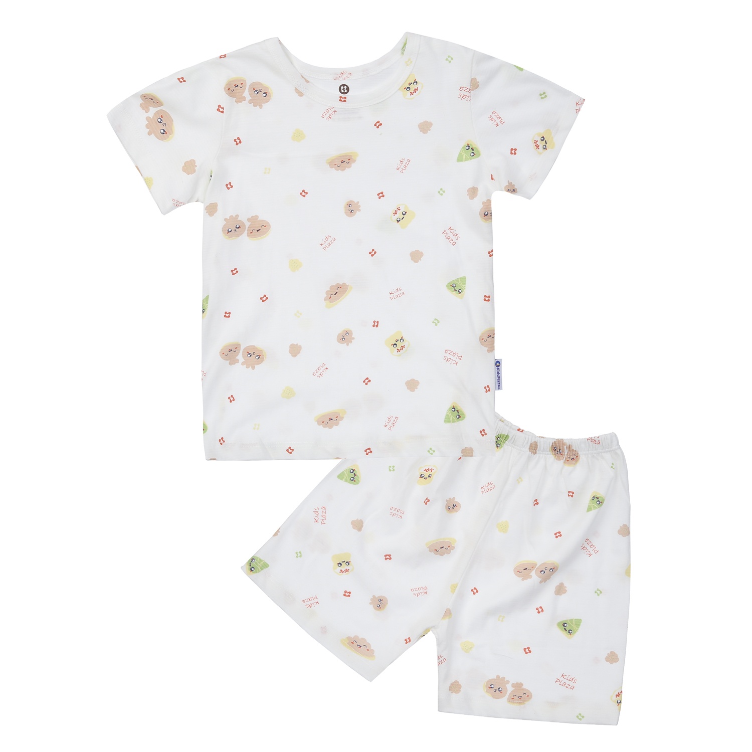 Bộ quần áo cộc tay bé gái KidsPlaza kẻ in hình M24H (Trắng)