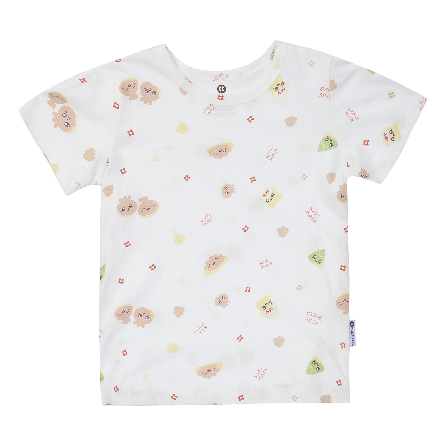 Bộ quần áo cộc tay bé gái KidsPlaza kẻ in hình M24H (Trắng)