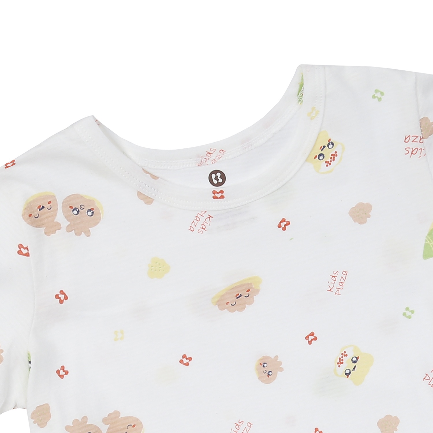 Bộ quần áo cộc tay bé gái KidsPlaza kẻ in hình M24H (Trắng)