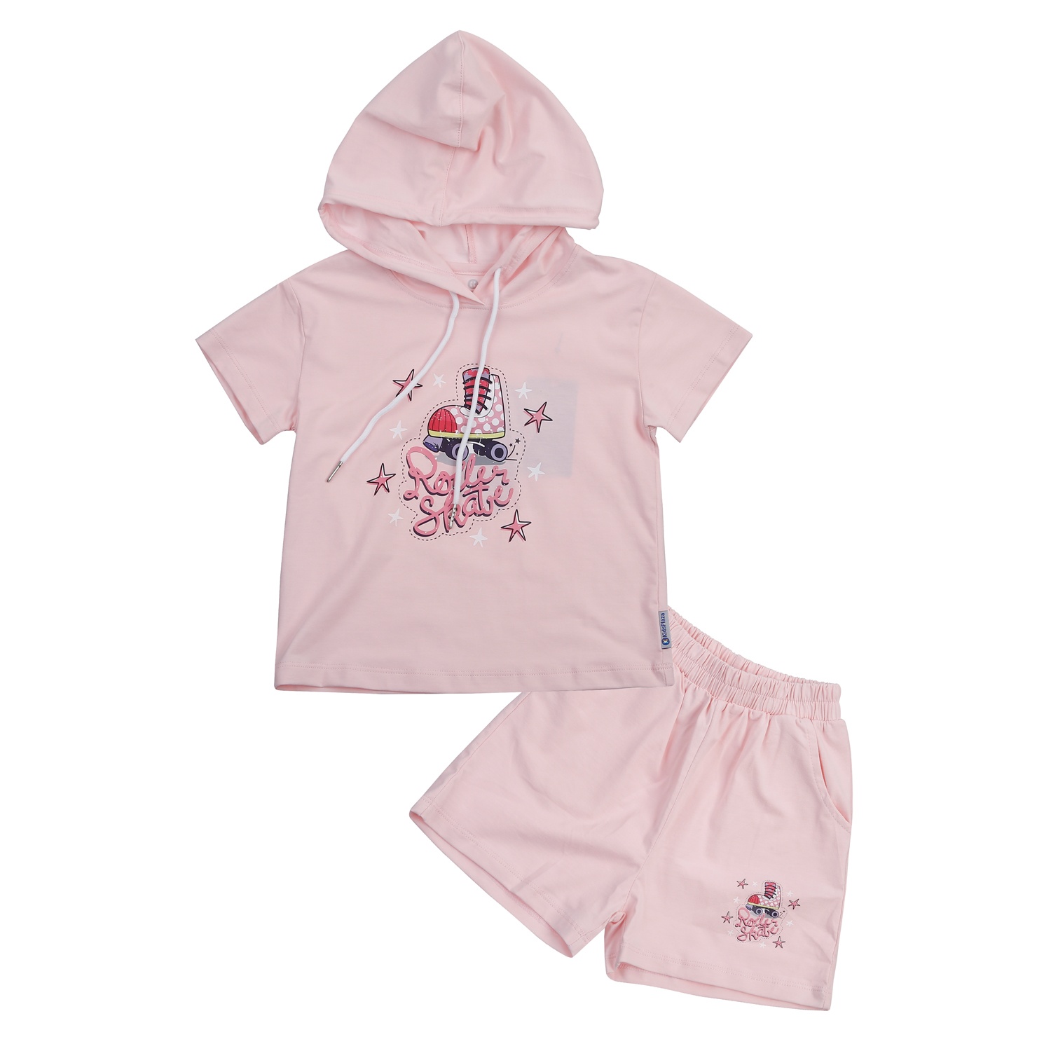 Bộ quần áo cộc tay KidsPlaza có mũ TT24H (Màu hồng)