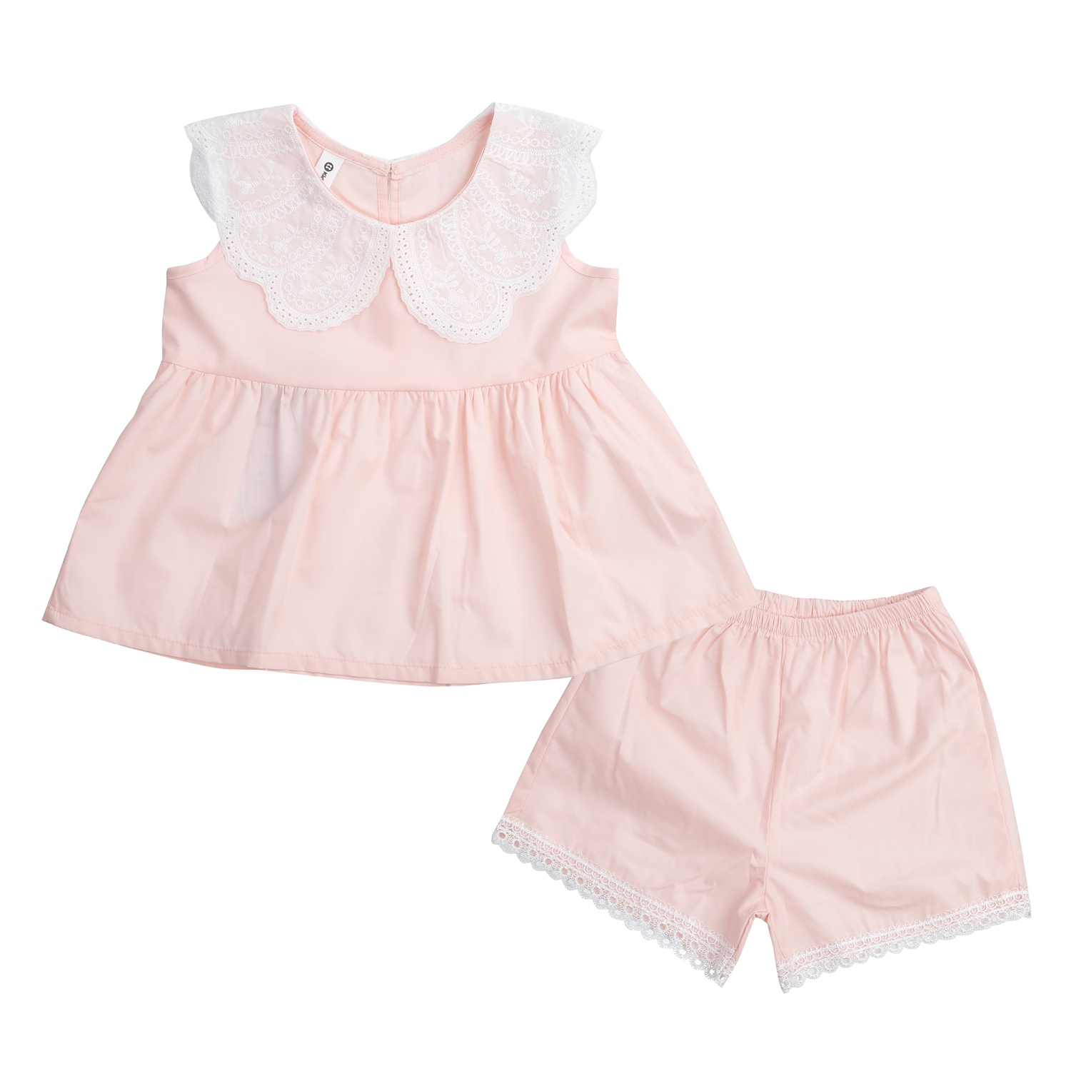 Bộ quần áo cộc tay KidsPlaza có ren AT24H (Hồng)