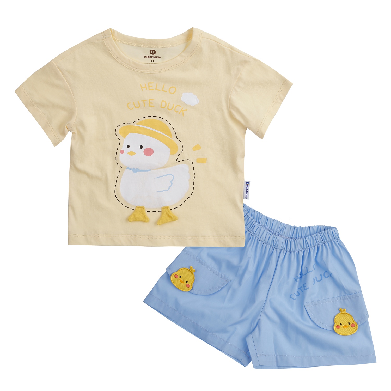 Bộ quần áo cộc tay KidsPLaza in vịt M24H (Vàng xanh)