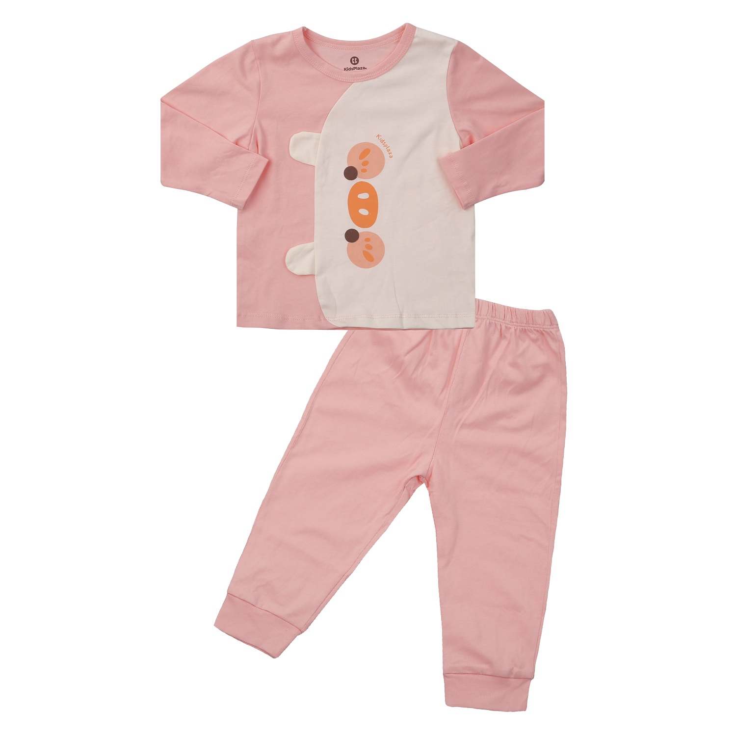 Bộ quần áo dài tay bé gái KidsPlaza in gấu M24T (Hồng be)