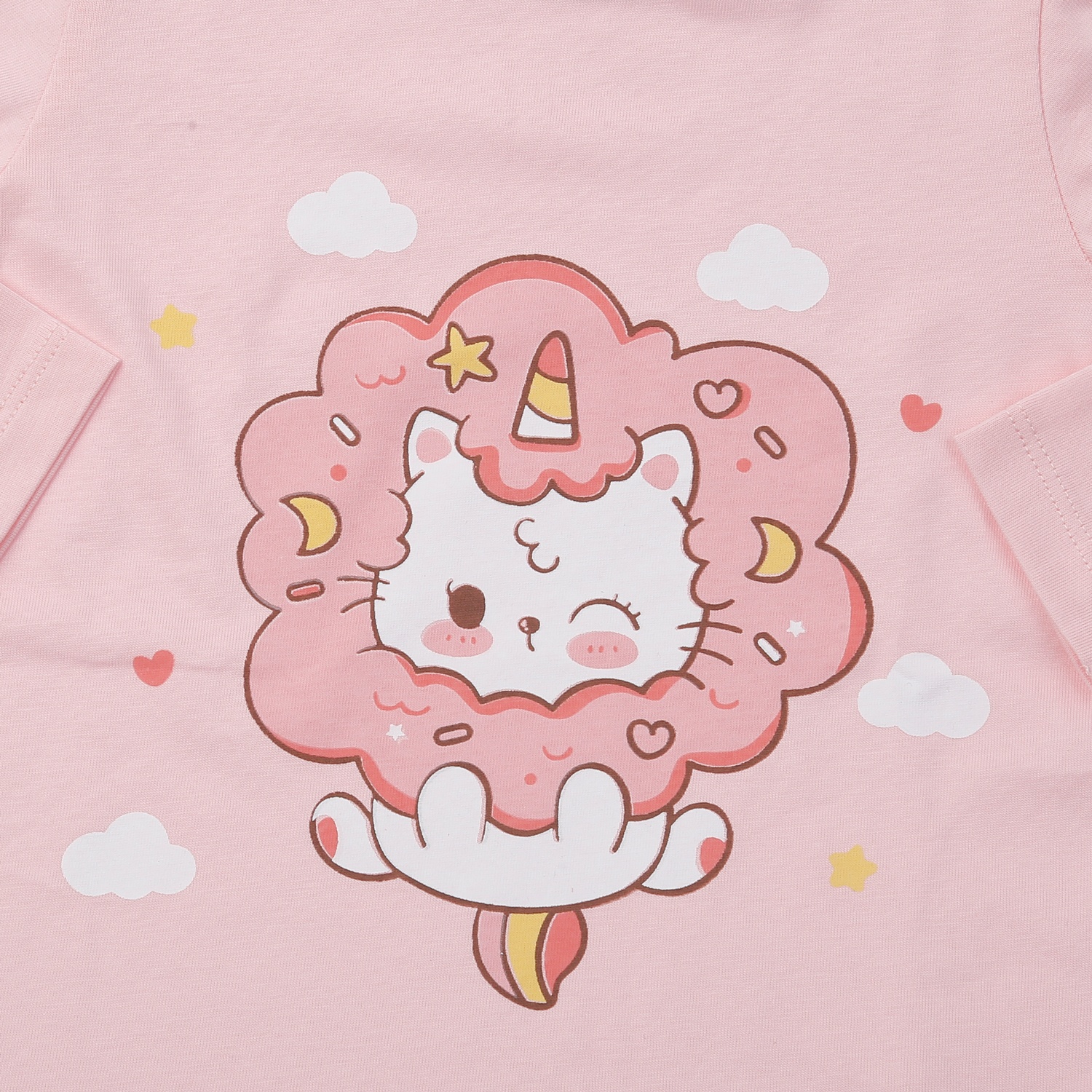 Bộ quần áo dài tay bé gái KidsPlaza in mèo M24T (Hồng)