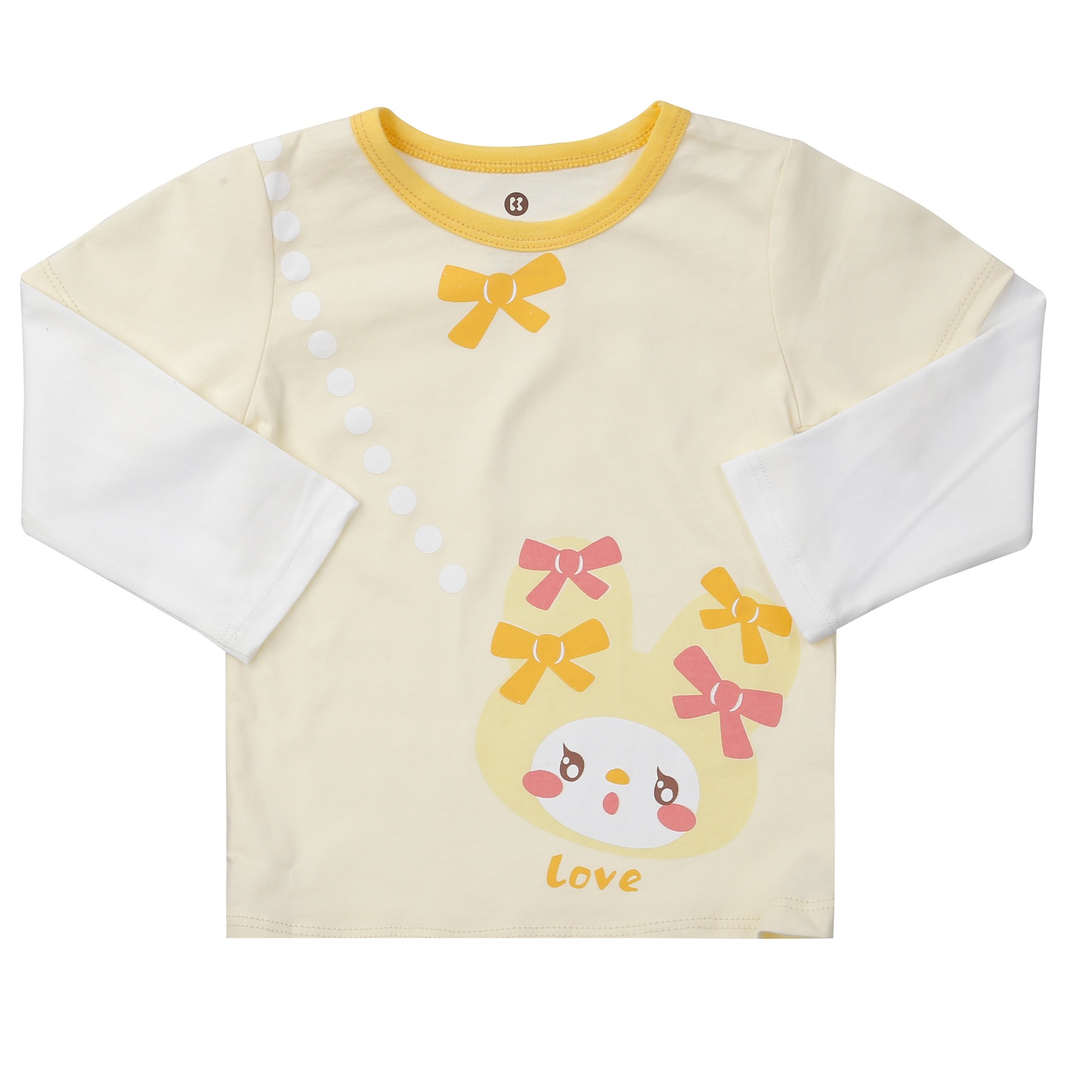 Bộ quần áo dài tay bé gái KidsPlaza in thỏ Love M24T (Vàng xám)