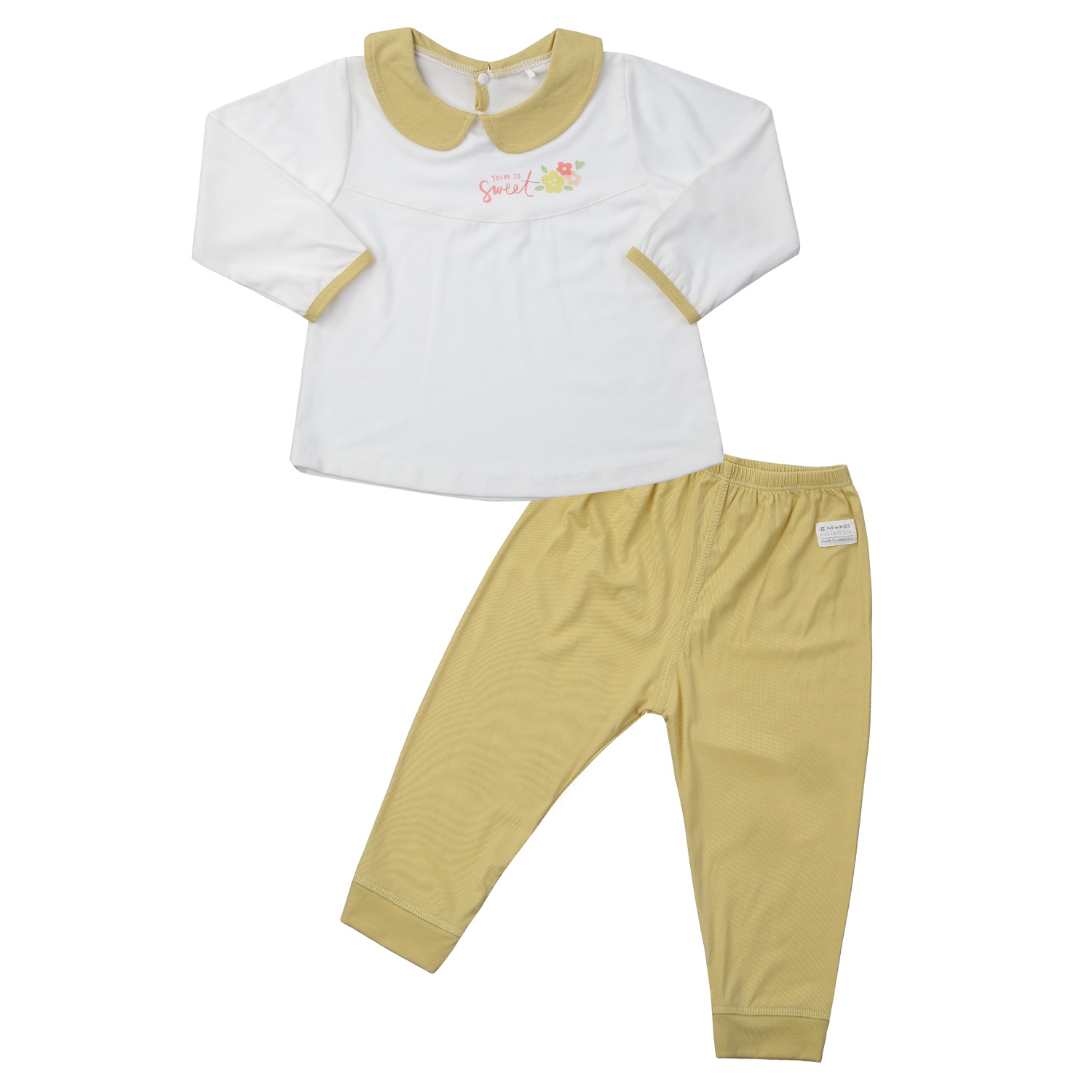 Bộ quần áo thời trang bé gái dài tay KidsPlaza Otis in hoa ND24T (Vàng trắng) hình 3