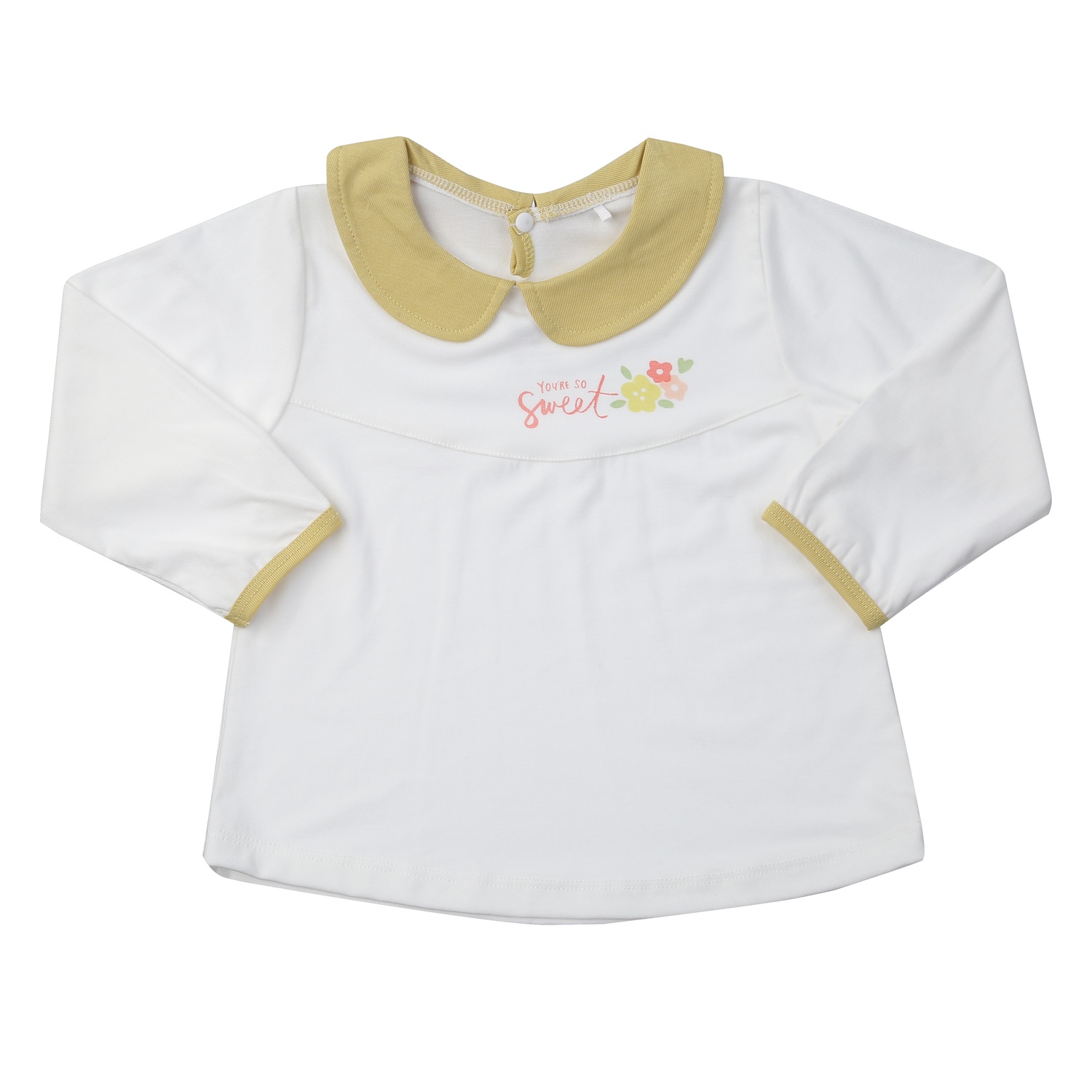 Bộ quần áo thời trang bé gái dài tay KidsPlaza Otis in hoa ND24T (Vàng trắng) hình 1