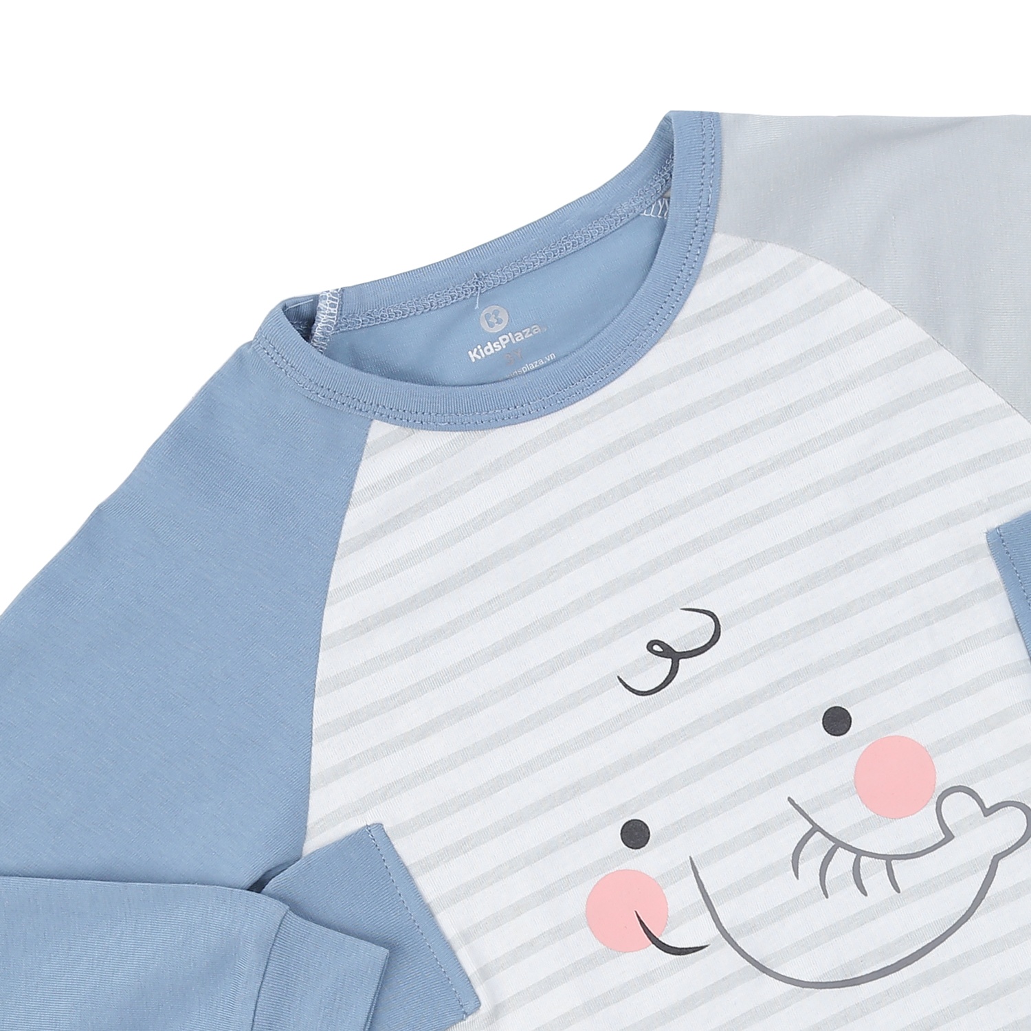 Bộ dài bé trai cotton in voi KidsPlaza BA24T (Xanh)  hình 4