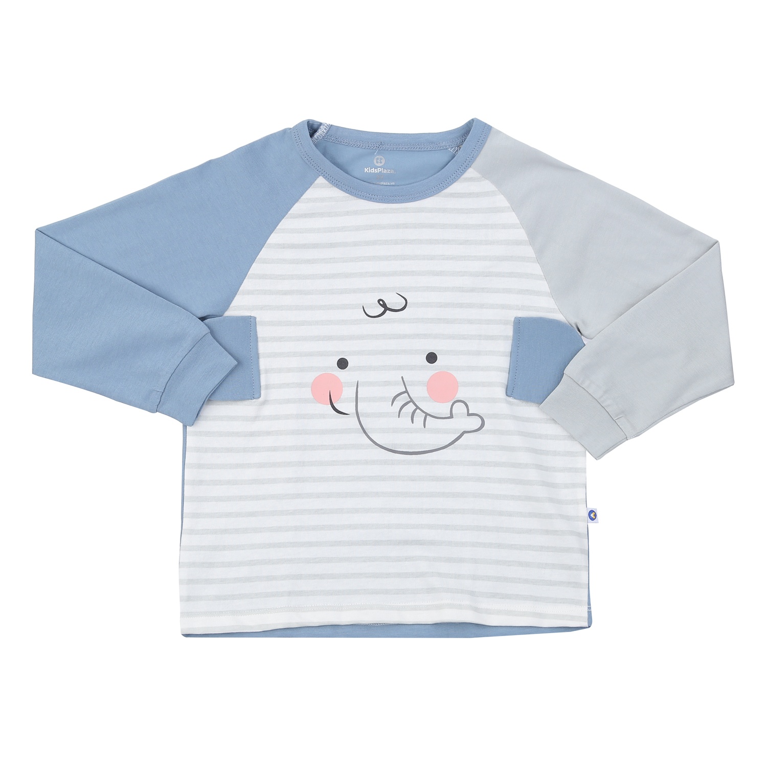 Bộ dài bé trai cotton in voi KidsPlaza BA24T (Xanh)  hình 2