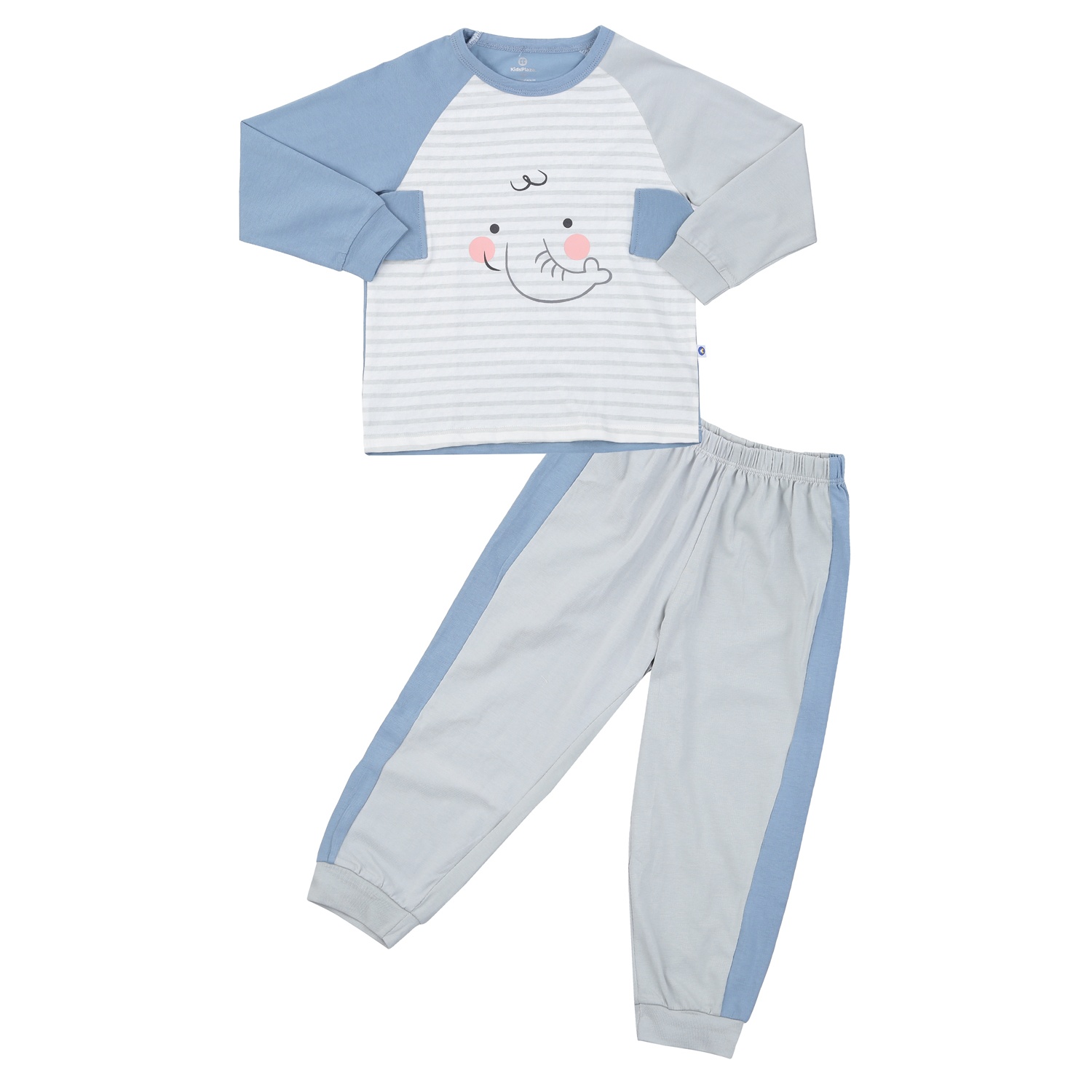 Bộ dài bé trai cotton in voi KidsPlaza BA24T (Xanh)  hình 1
