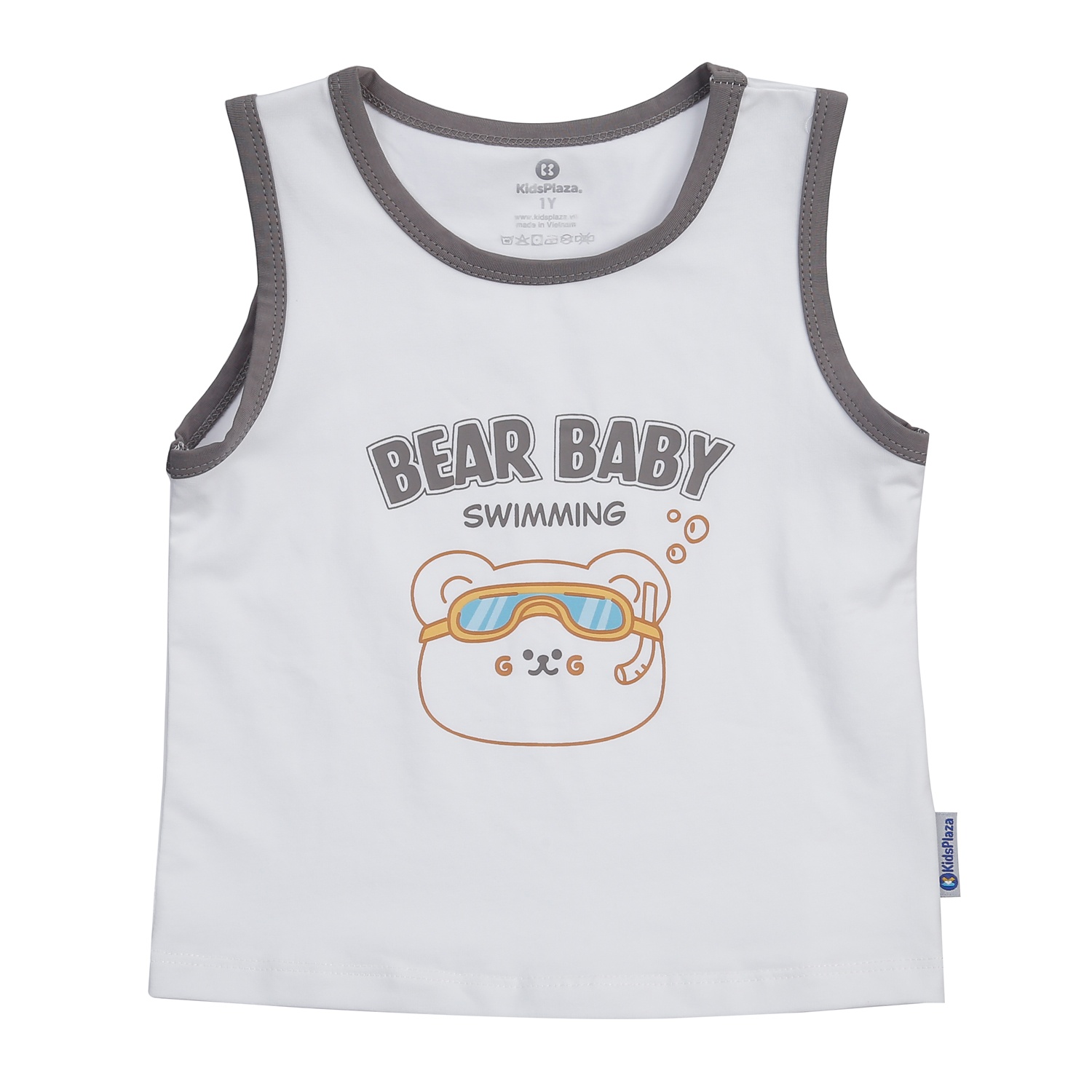 Bộ quần áo ba lỗ bé trai KidsPlaza in chữ TT24H (Xám) hình 2