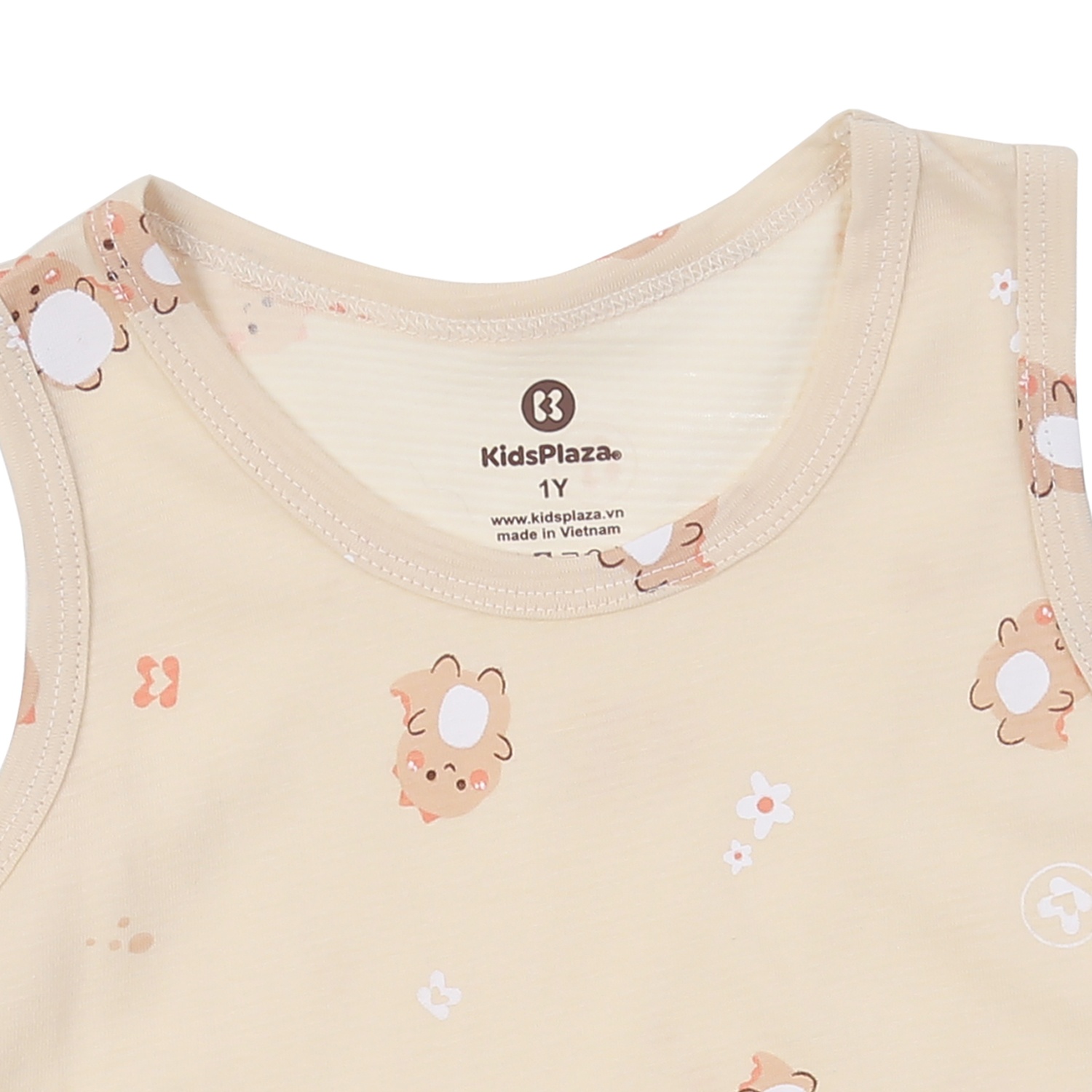 Bộ quần áo ba lỗ bé trai KidsPlaza kẻ in khủng long M24H (Be) hình 3