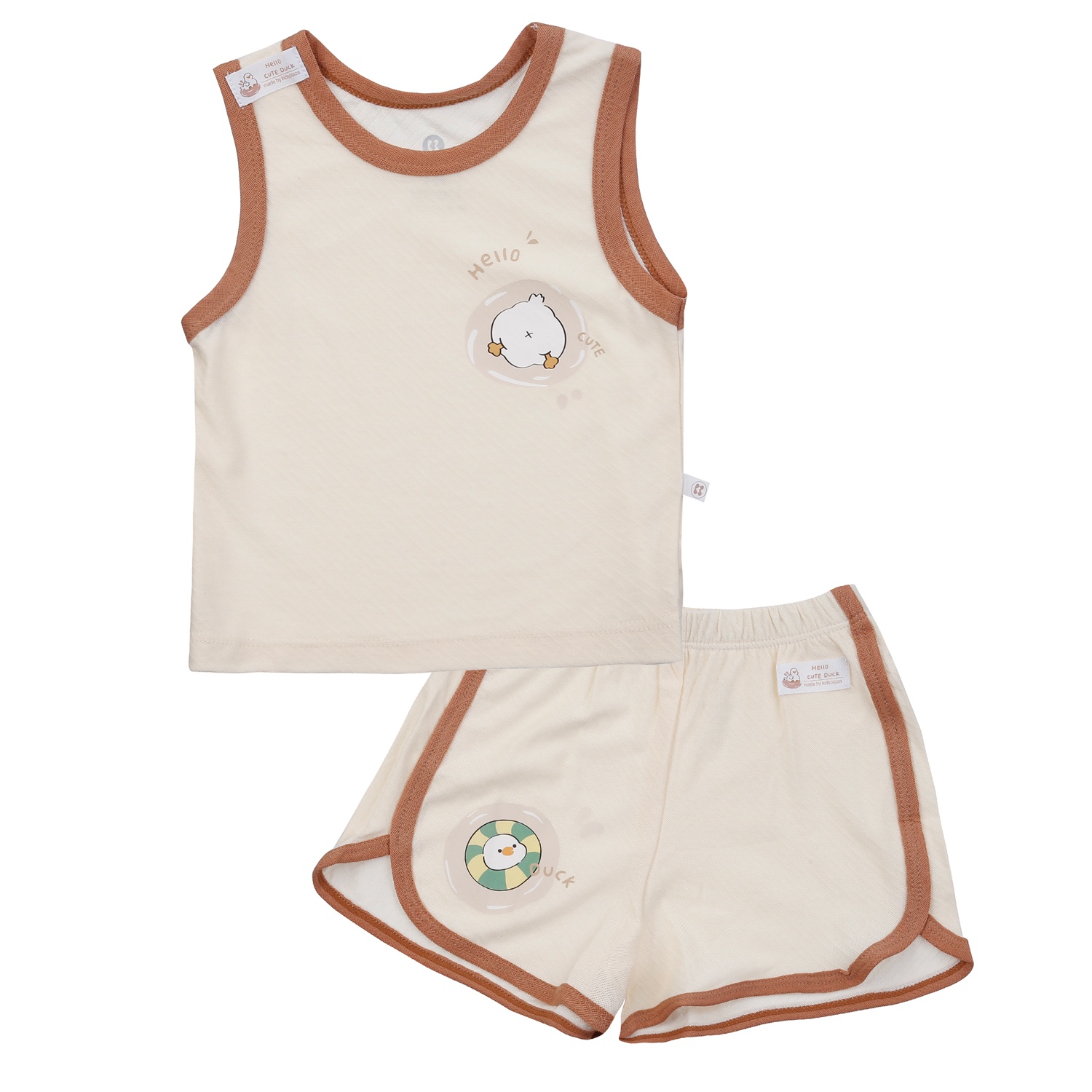 Bộ quần áo ba lỗ KidsPlaza sợi chanh HN24H (Be)