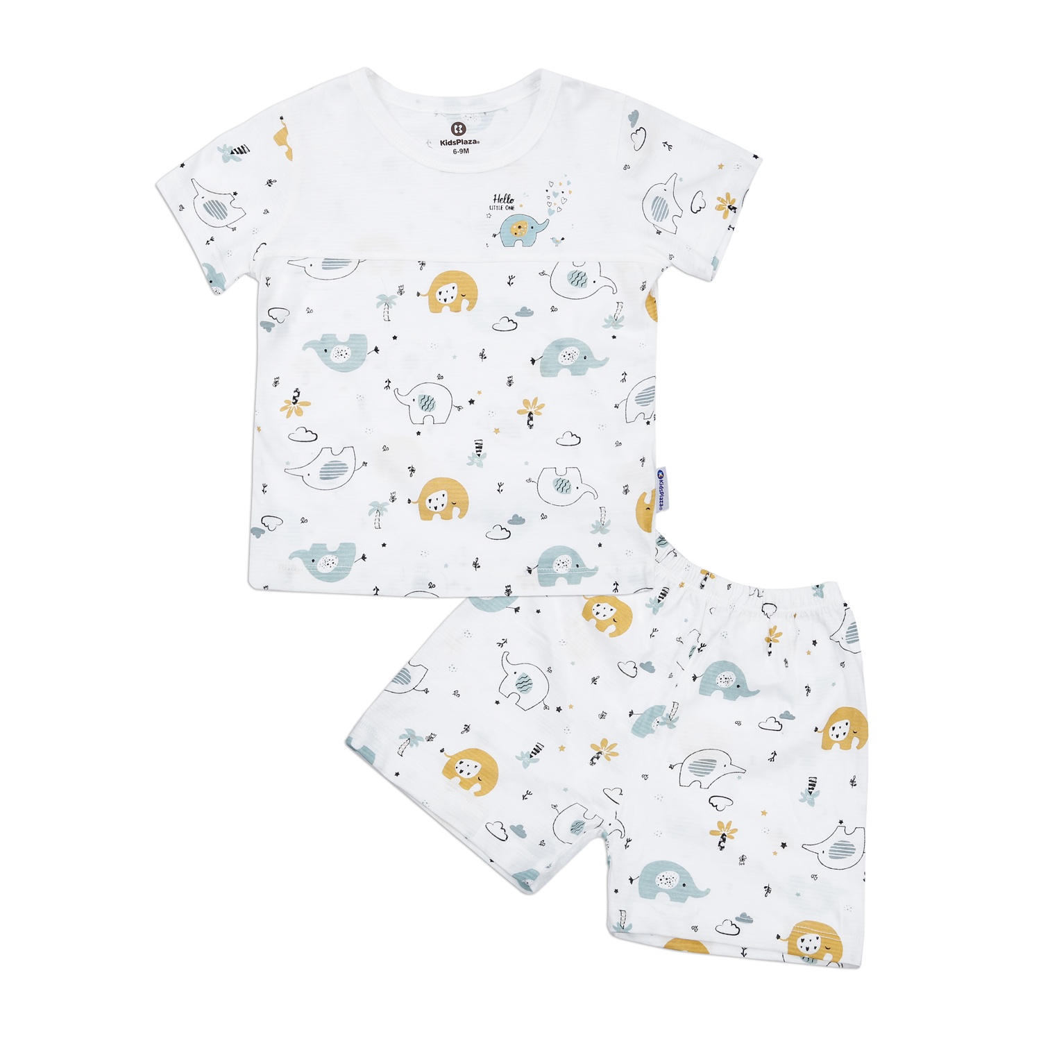 Bộ quần áo cộc tay bé trai KidsPlaza in voi M23H (Trắng) hình 1