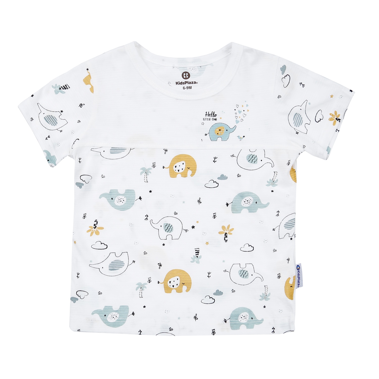 Bộ quần áo cộc tay bé trai KidsPlaza in voi M23H (Trắng) hình 2