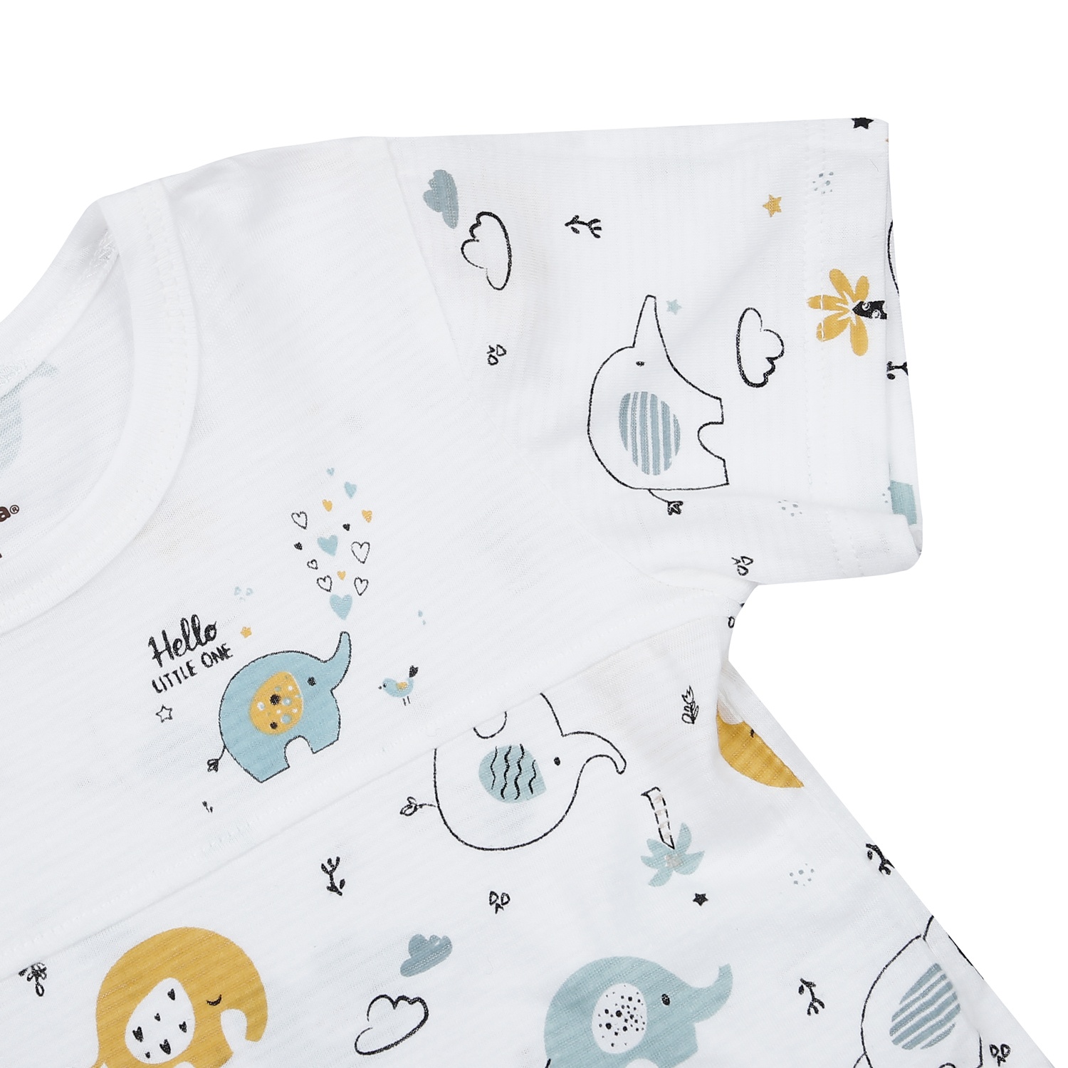 Bộ quần áo cộc tay bé trai KidsPlaza in voi M23H (Trắng) hình 4