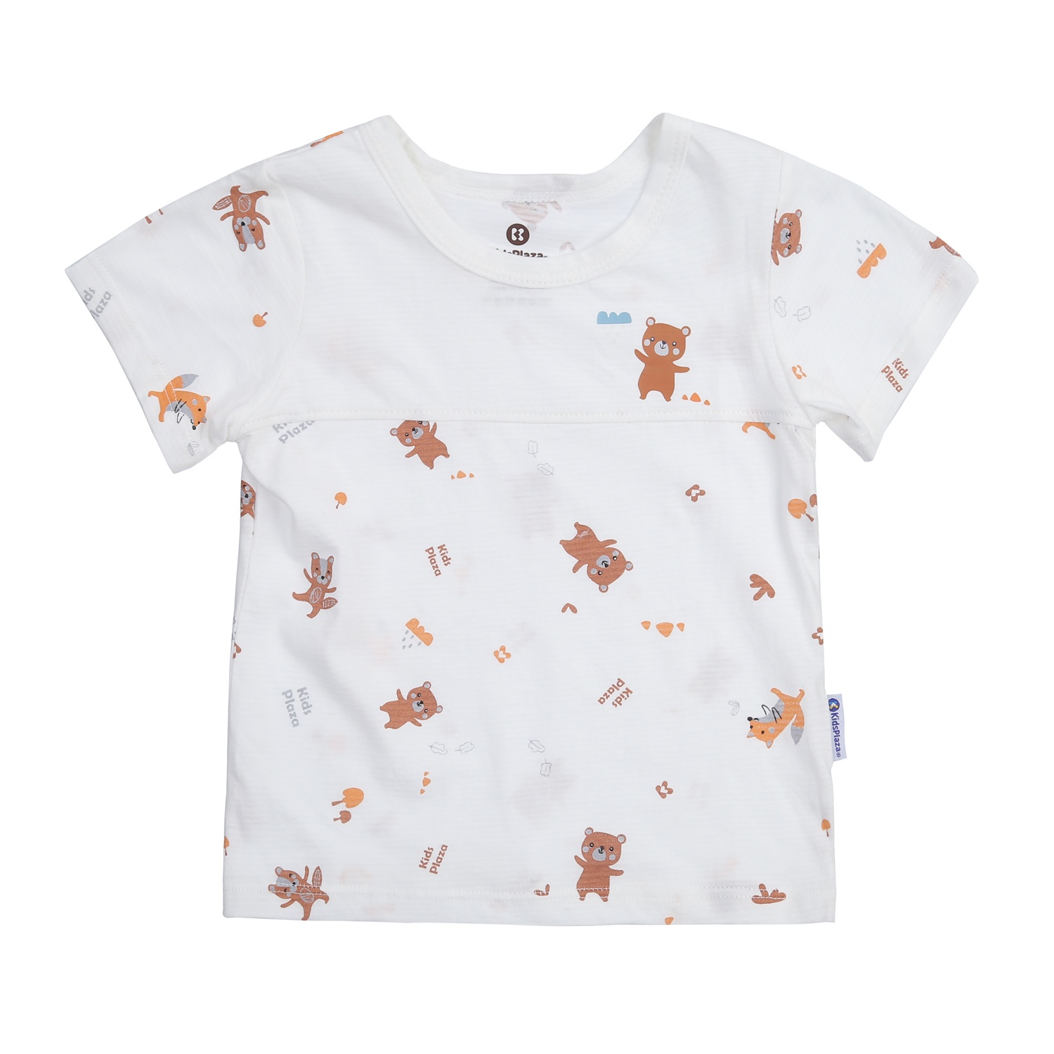 Bộ quần áo cộc tay bé trai KidsPlaza phối in gấu M24H (Trắng) hình 2