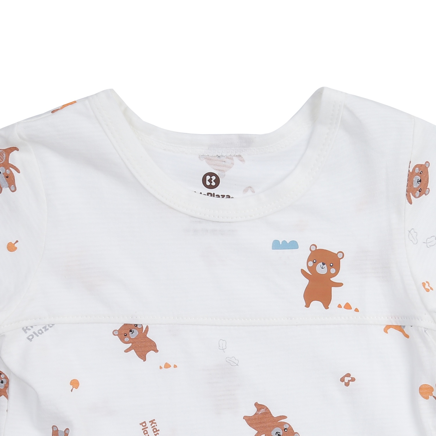 Bộ quần áo cộc tay bé trai KidsPlaza phối in gấu M24H (Trắng) hình 3