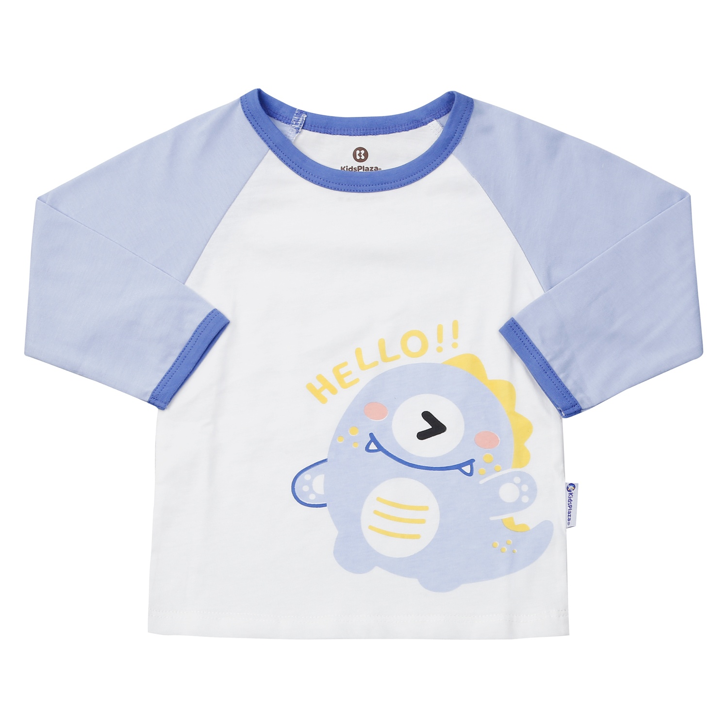 Bộ quần áo dài tay bé trai KidsPlaza in Hello M24T (Xanh trắng)
