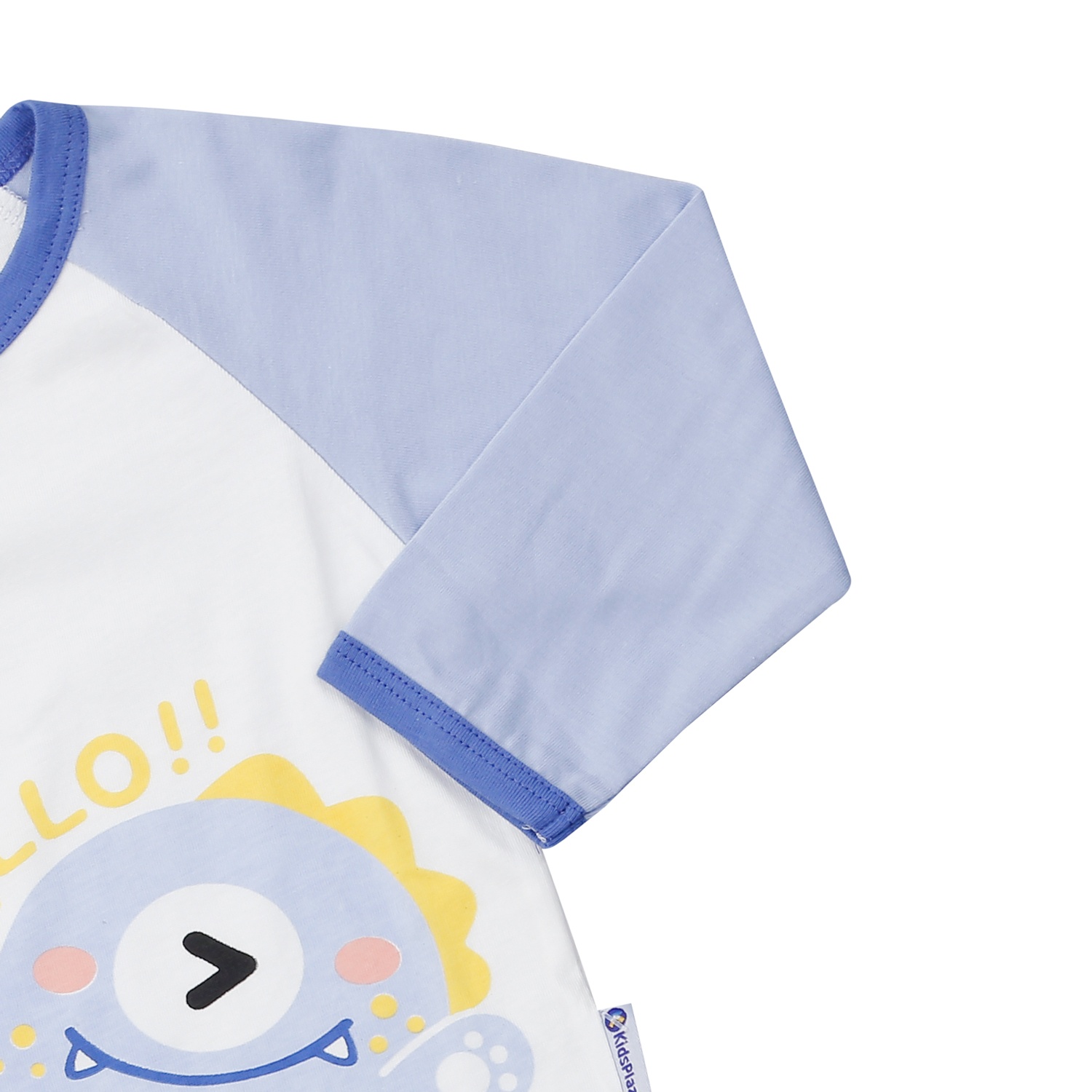 Bộ quần áo dài tay bé trai KidsPlaza in Hello M24T (Xanh trắng)