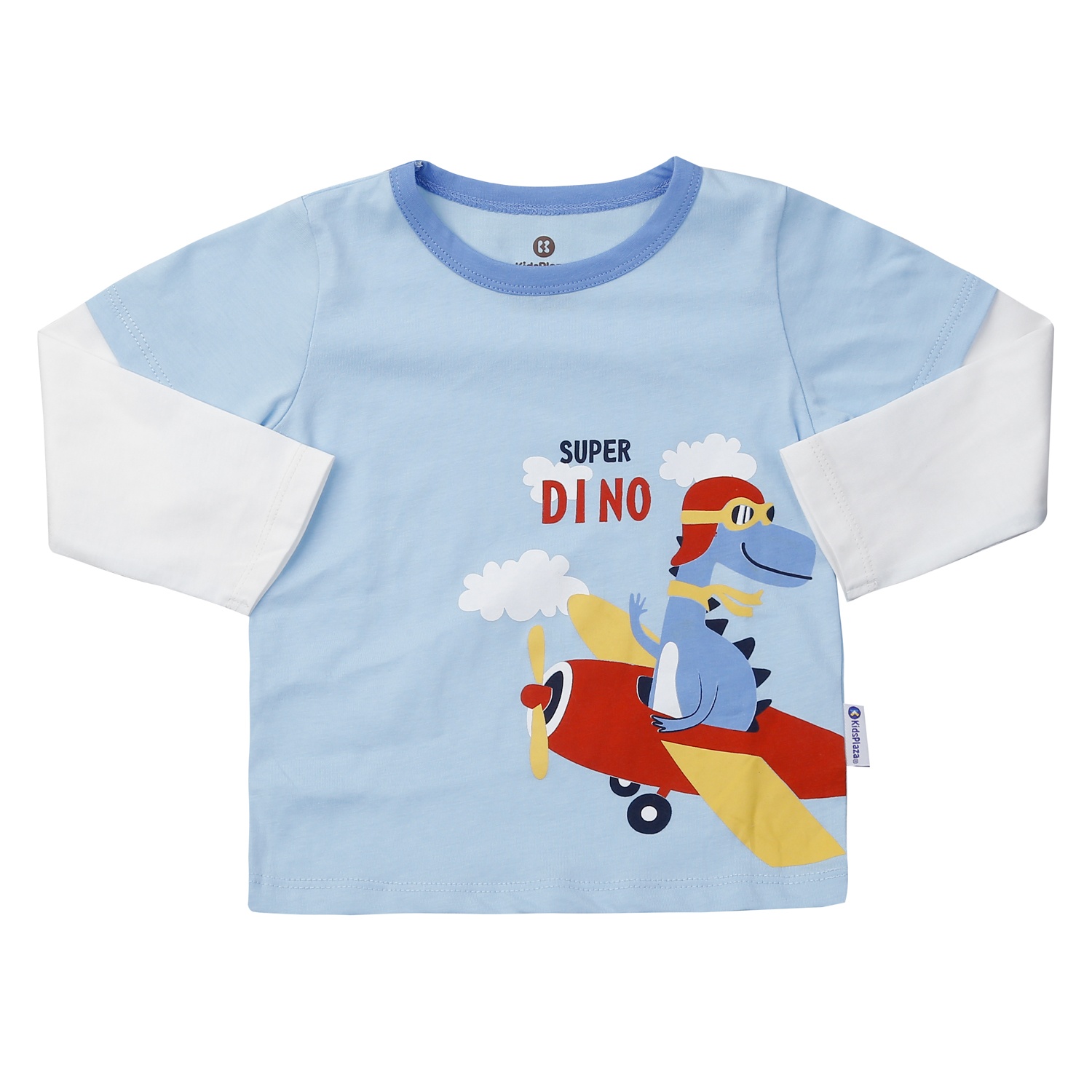 Bộ quần áo dài tay bé trai KidsPlaza in Super Dino M24T (Xanh)