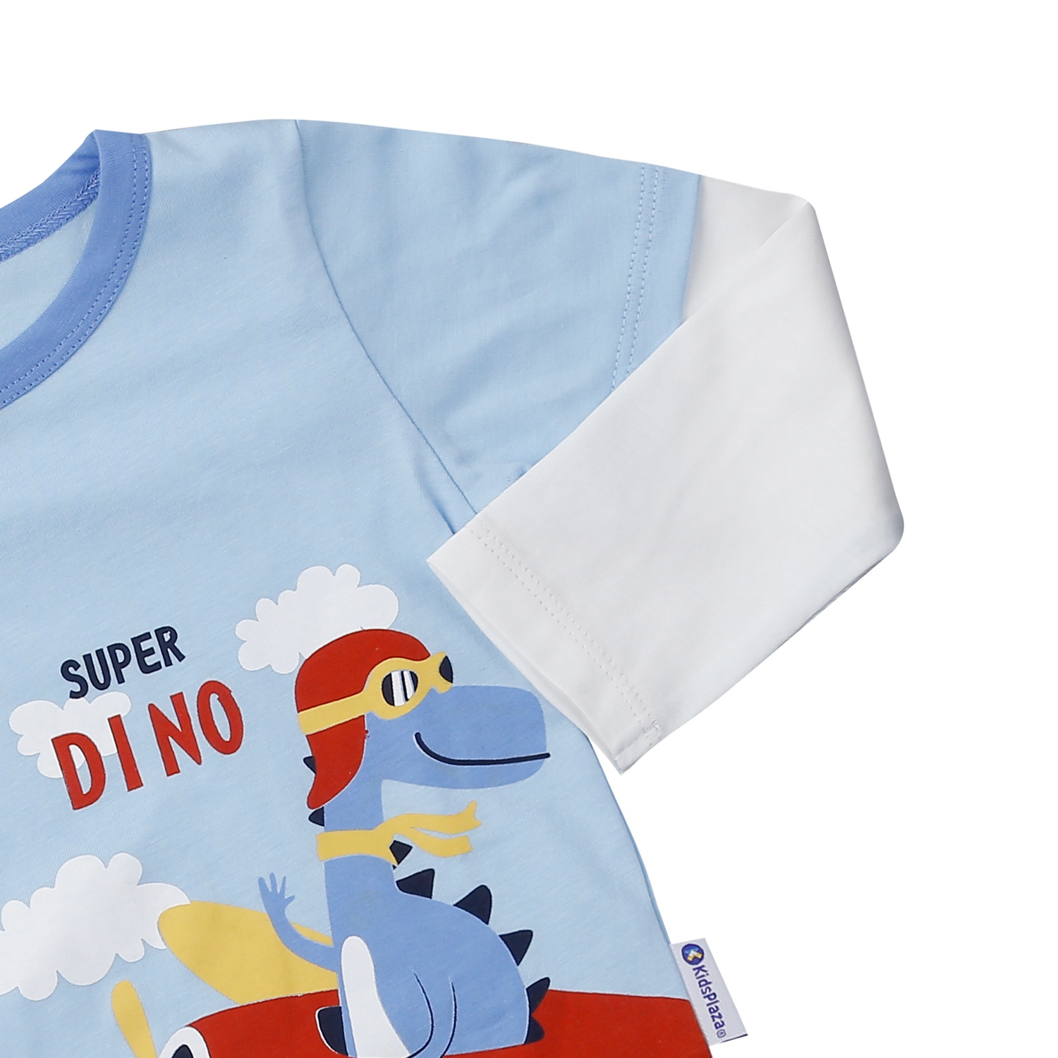 Bộ quần áo dài tay bé trai KidsPlaza in Super Dino M24T (Xanh)