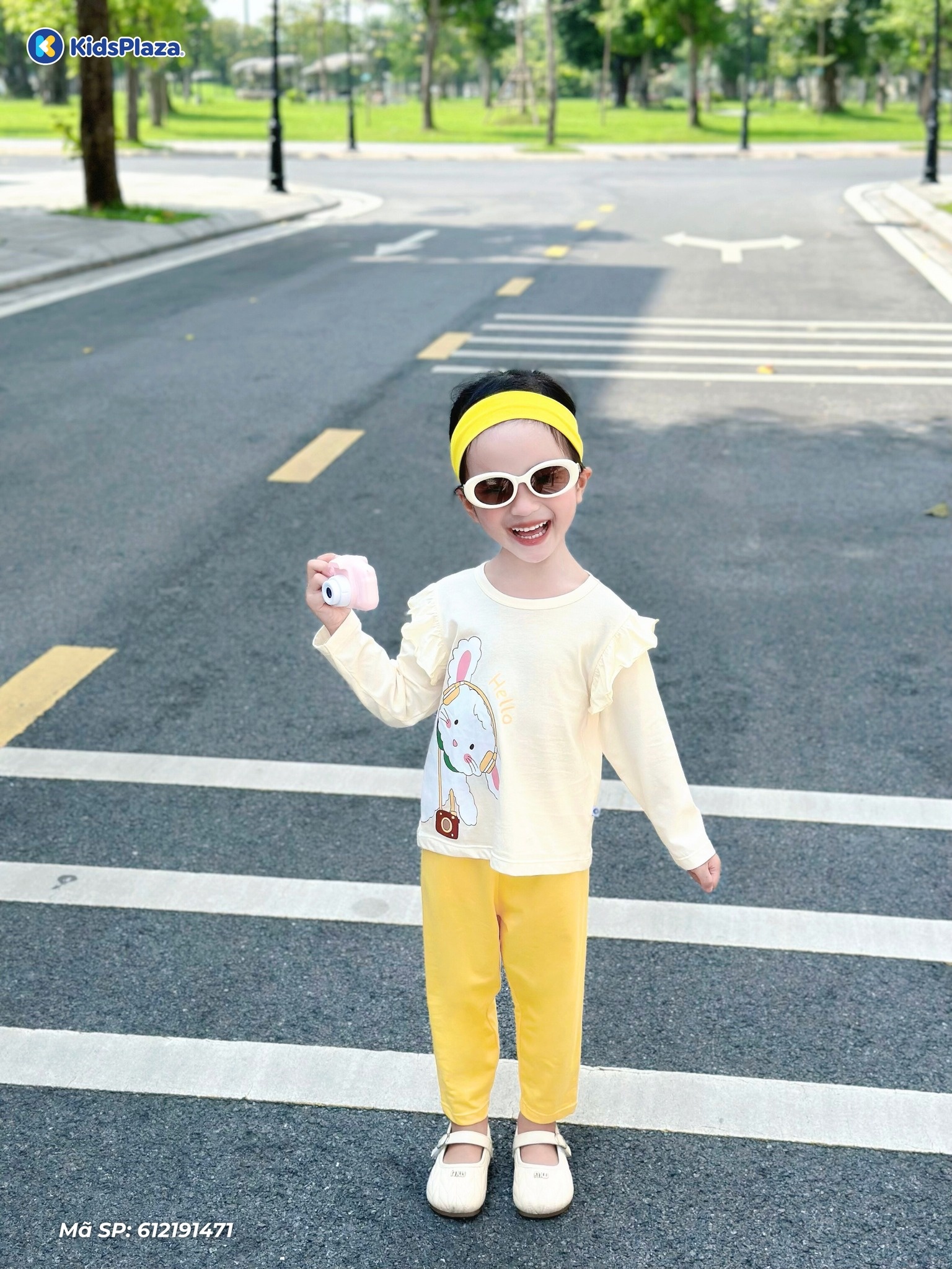 Bộ quần áo dài tay bé gái KidsPlaza in thỏ HN25T (Vàng)