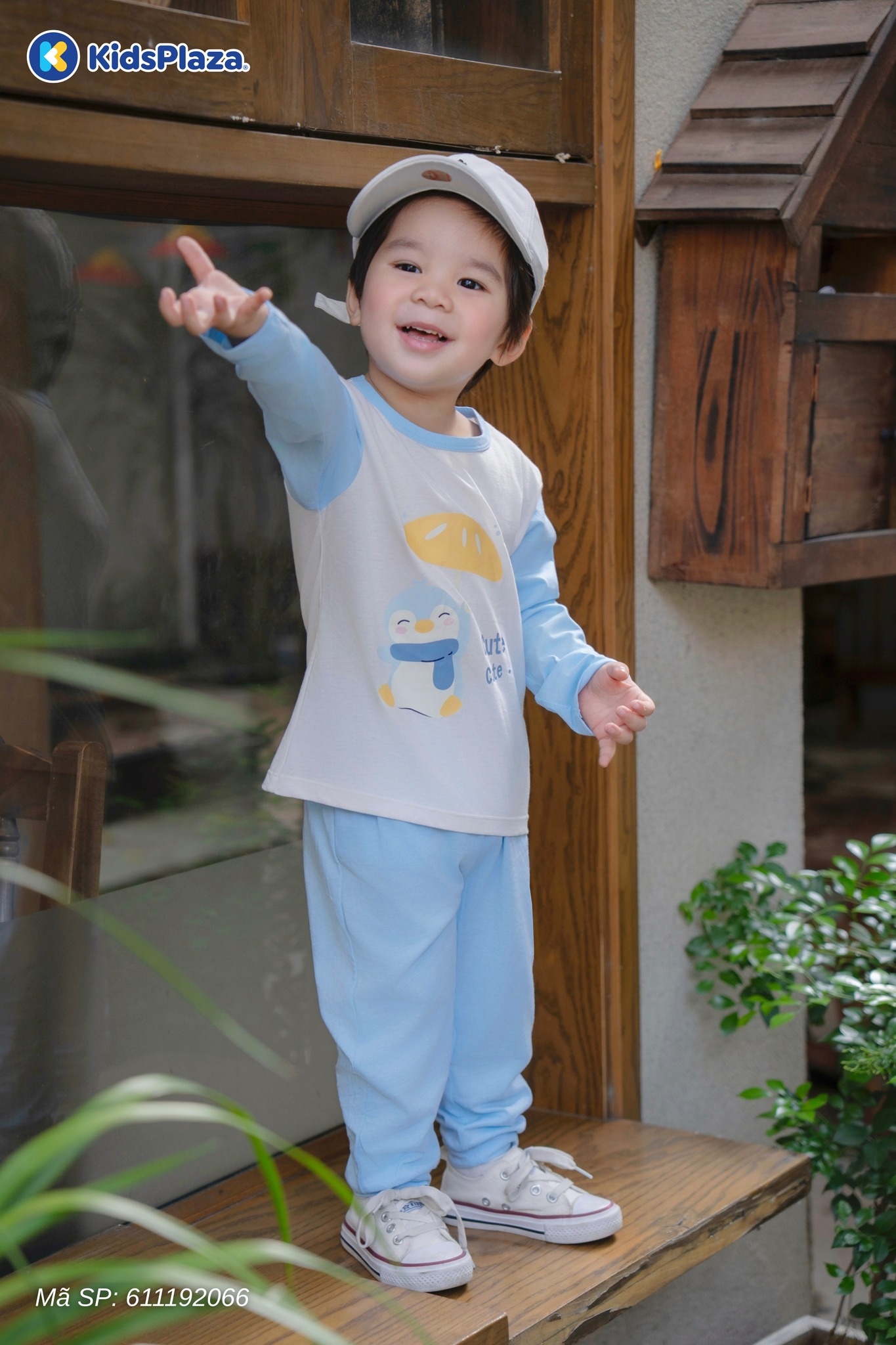 Bộ quần áo dài tay bé trai KidsPlaza in chim cánh cụt HN25T (Xanh)