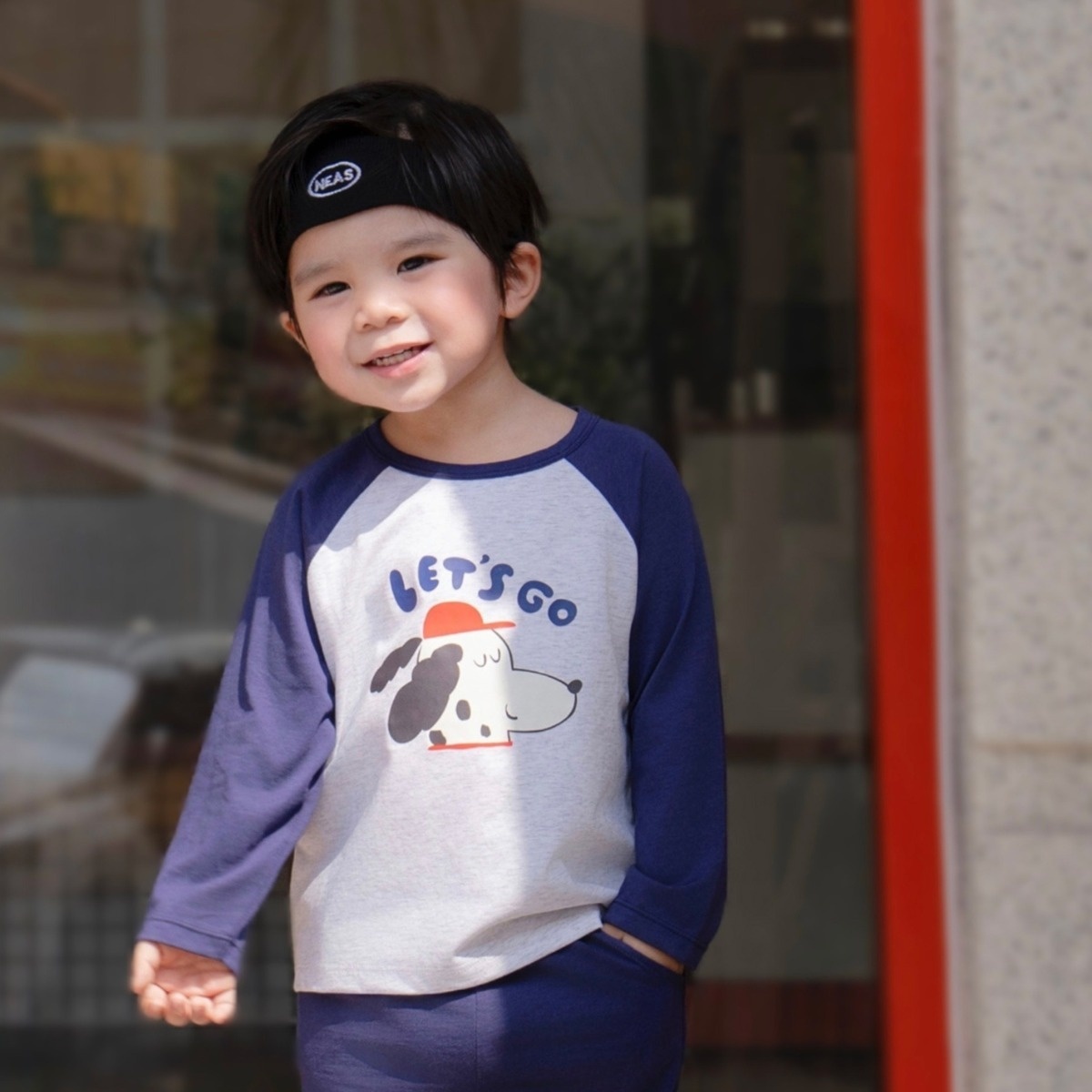 Bộ quần áo dài tay bé trai KidsPlaza in cún HN25T (Ghi than) hình 3