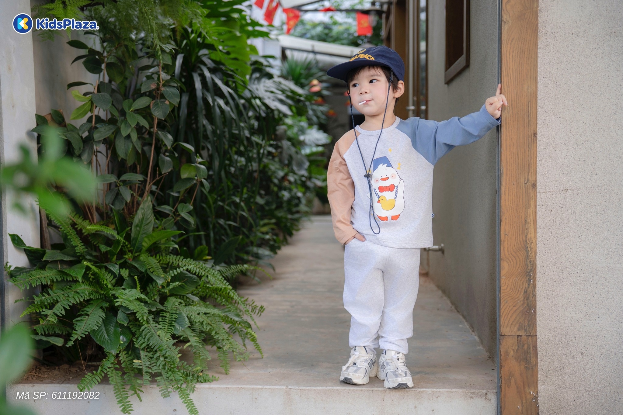 Bộ quần áo dài tay bé trai KidsPlaza in vịt HN25T (Màu ghi) hình 4