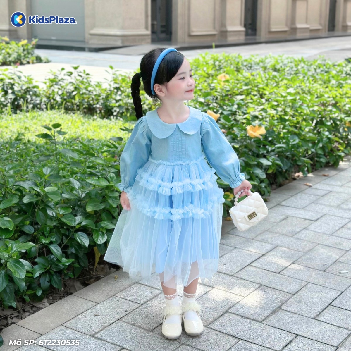 Váy dài bé gái KidsPlaza voan tầng AT25T (Xanh)