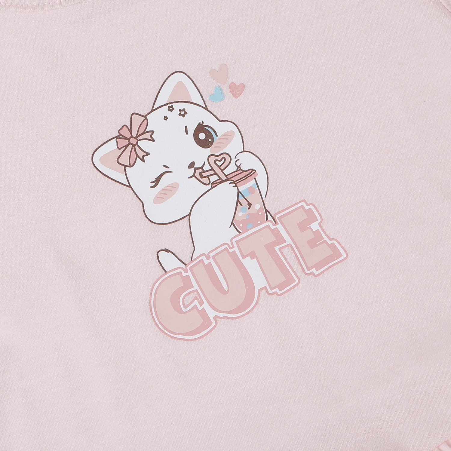 Bộ quần áo dài tay bé gái KidsPlaza in mèo BA25T (Hồng)