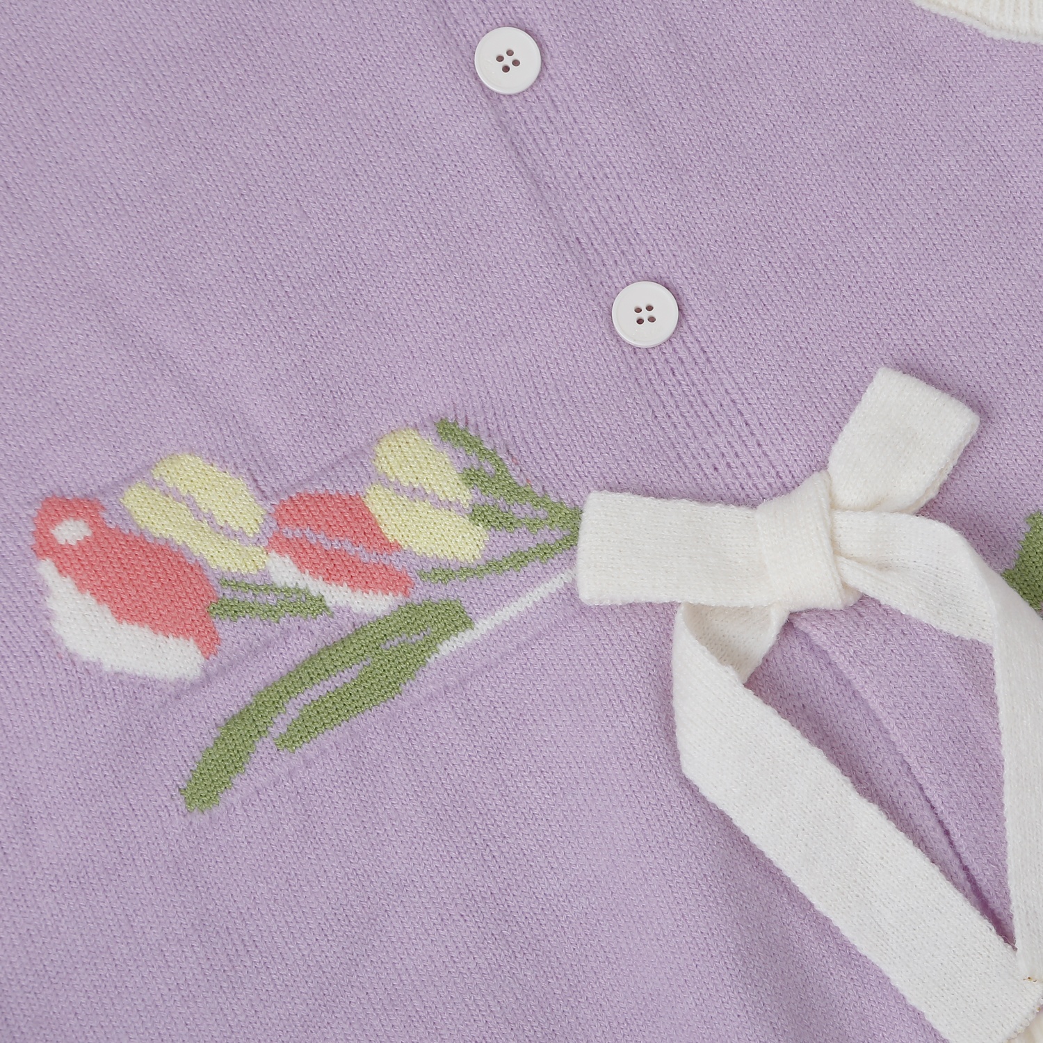 Áo Gile len bé gái Mamago 2 cúc đính nơ 25M-G02 (Tím)