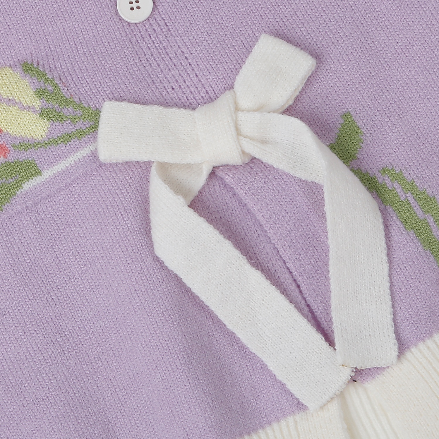 Áo Gile len bé gái Mamago 2 cúc đính nơ 25M-G02 (Tím)