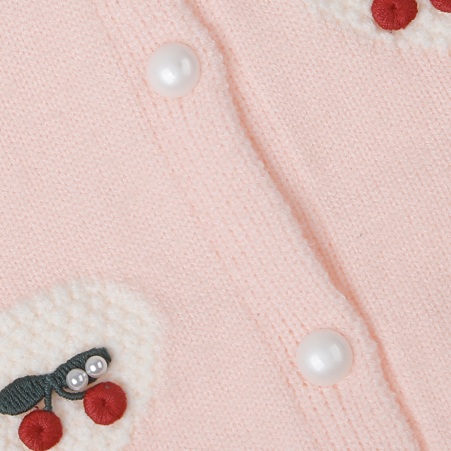 Áo Gile len bé gái Mamago cài cúc Cherry 25M-G08 (Hồng)