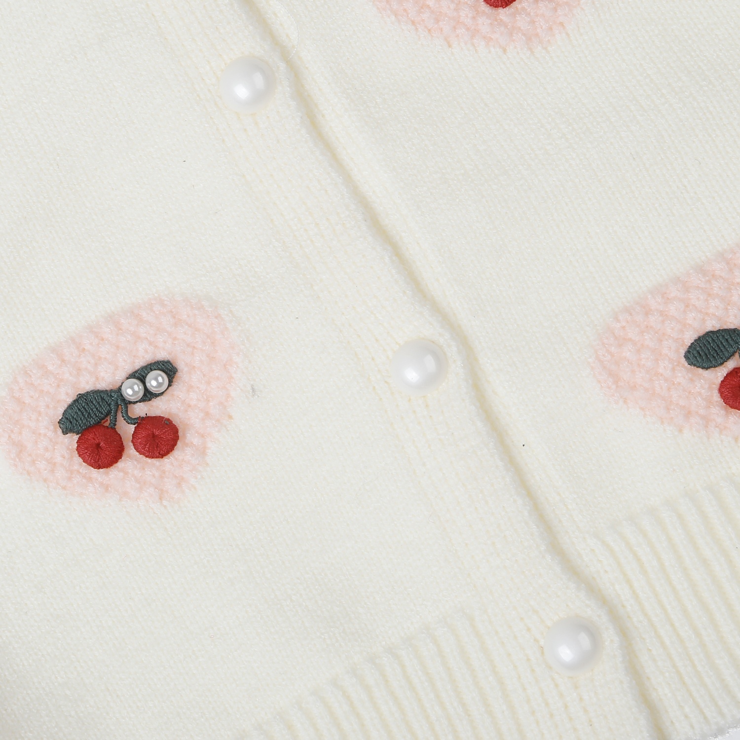 Áo Gile len bé gái Mamago cài cúc Cherry 25M-G08 (Trắng) 
