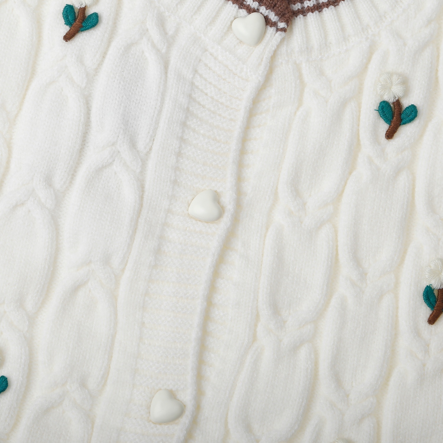 Áo gile len bé gái Mamago cài cúc hoa 25M-G09 (Trắng)